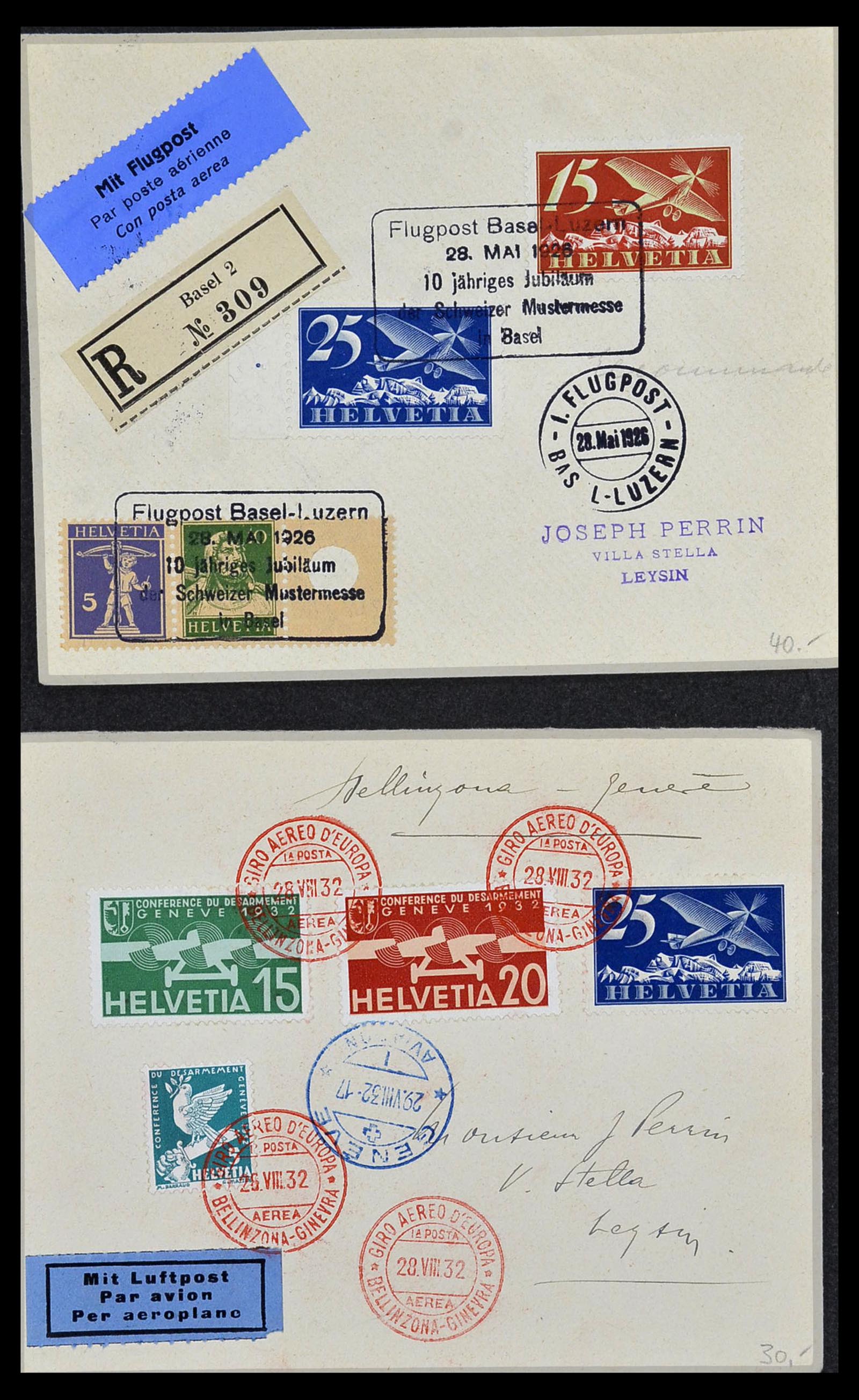 34141 013 - Postzegelverzameling 34141 Zwitserland luchtpost brieven 1920-1960.