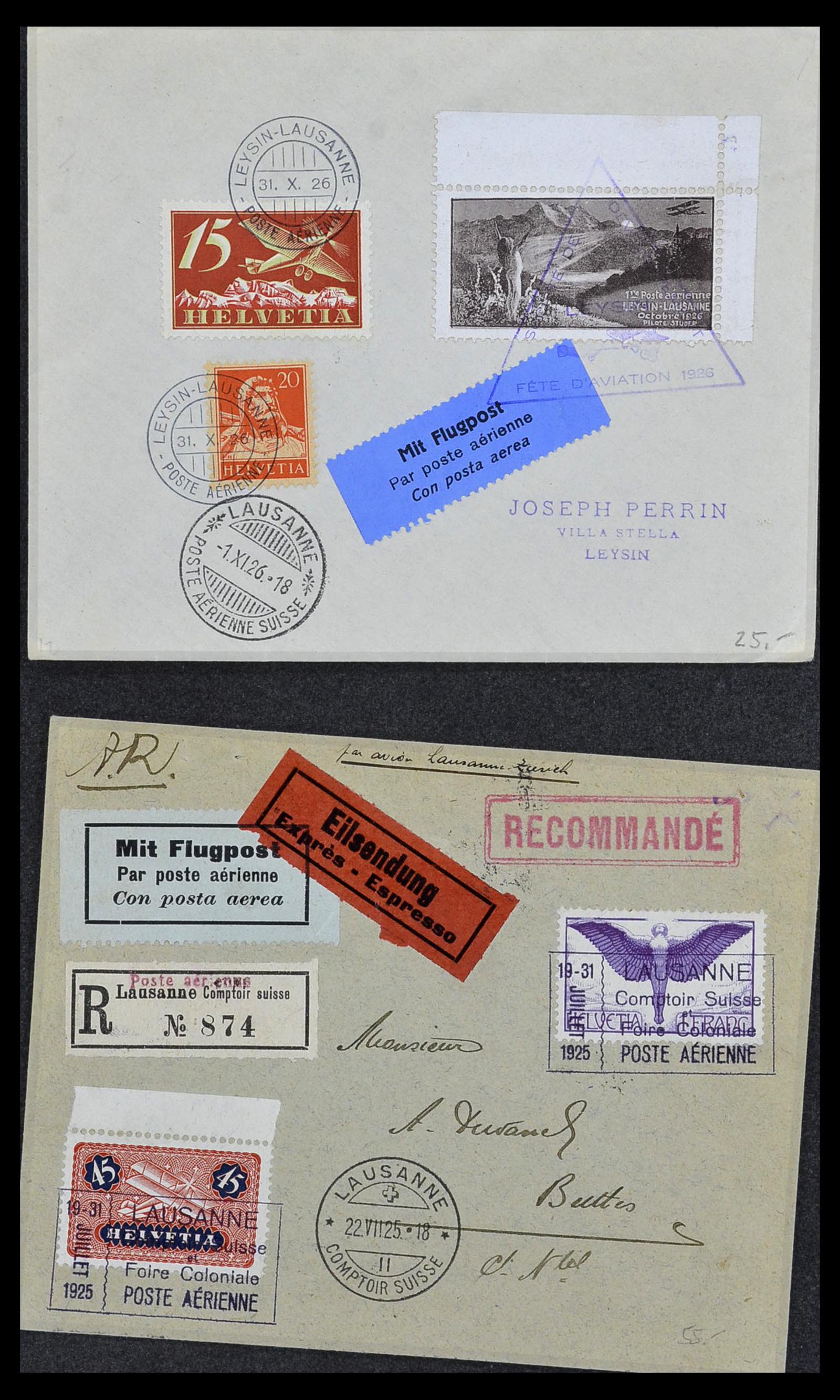 34141 020 - Postzegelverzameling 34141 Zwitserland luchtpost brieven 1920-1960.