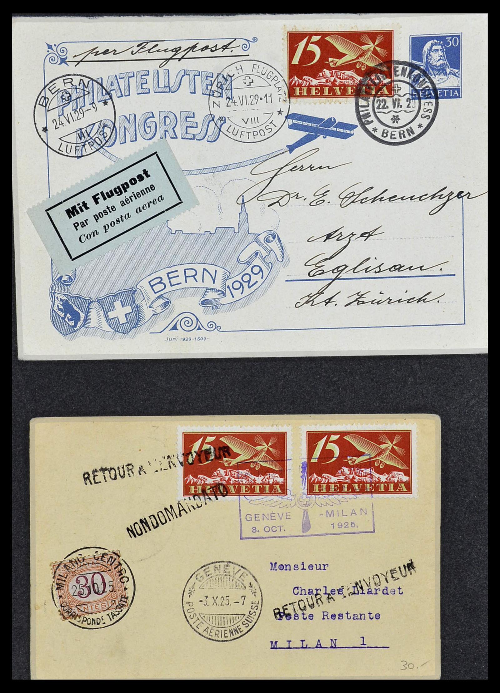 34141 021 - Postzegelverzameling 34141 Zwitserland luchtpost brieven 1920-1960.