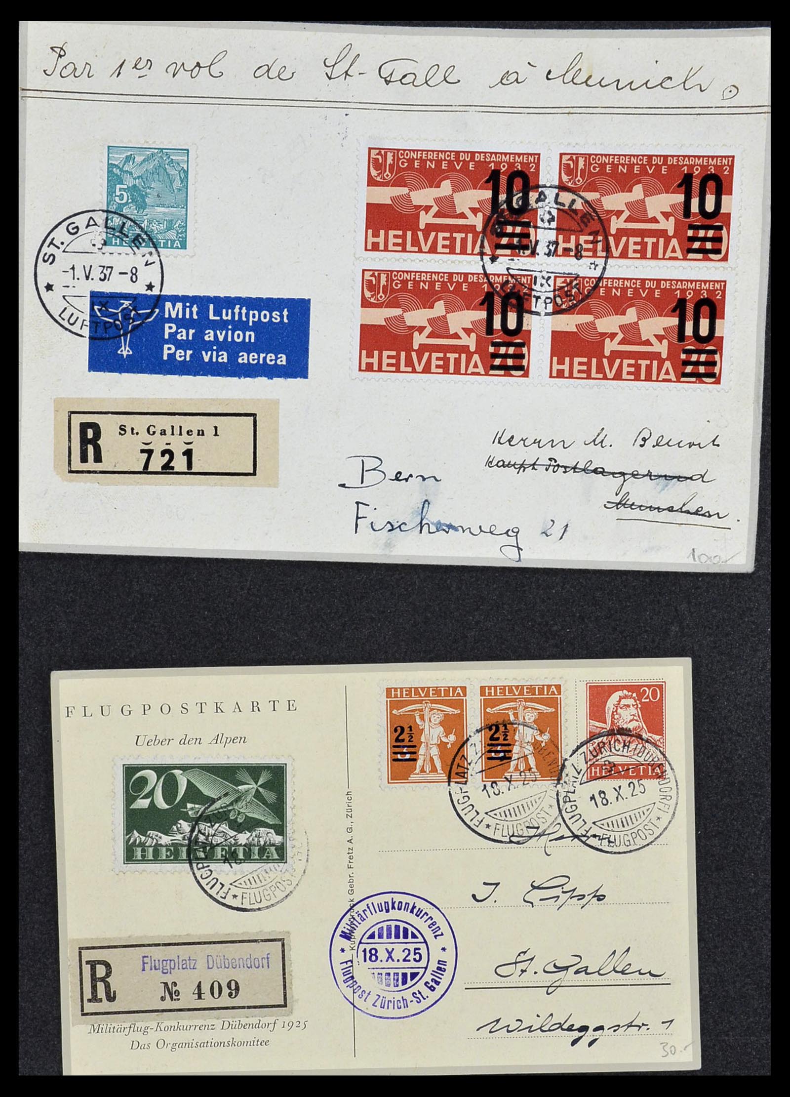 34141 023 - Postzegelverzameling 34141 Zwitserland luchtpost brieven 1920-1960.