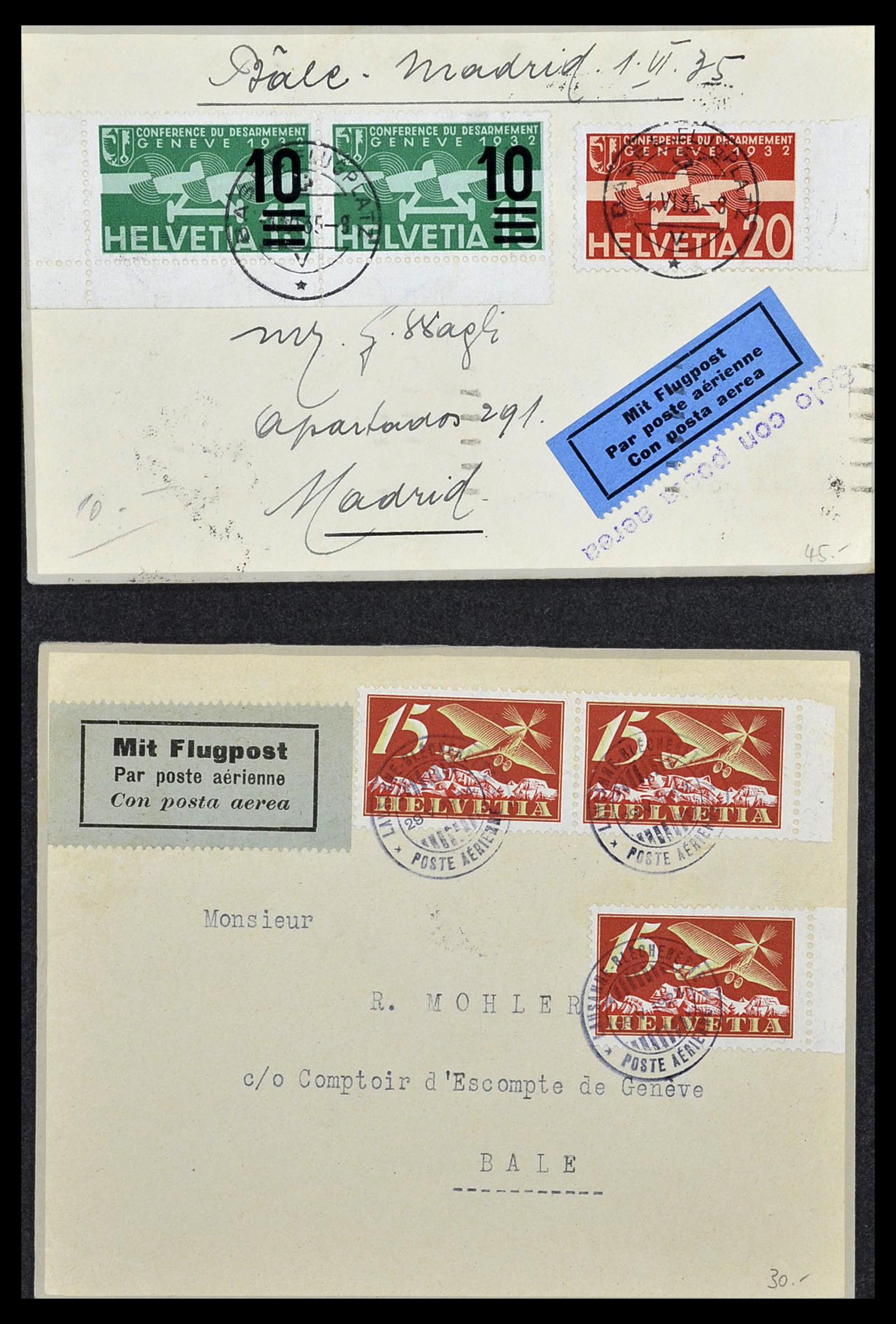 34141 025 - Postzegelverzameling 34141 Zwitserland luchtpost brieven 1920-1960.