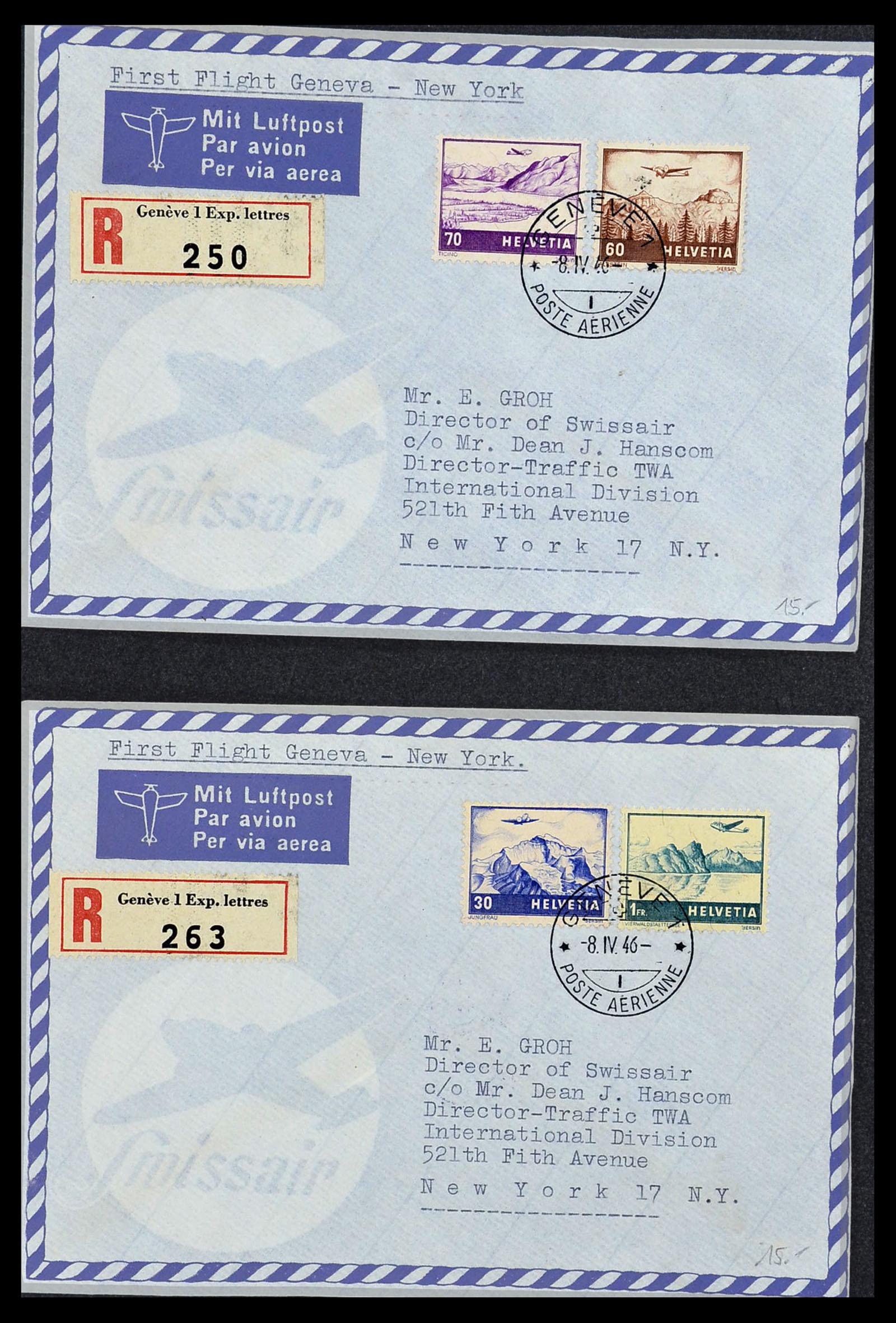 34141 026 - Postzegelverzameling 34141 Zwitserland luchtpost brieven 1920-1960.