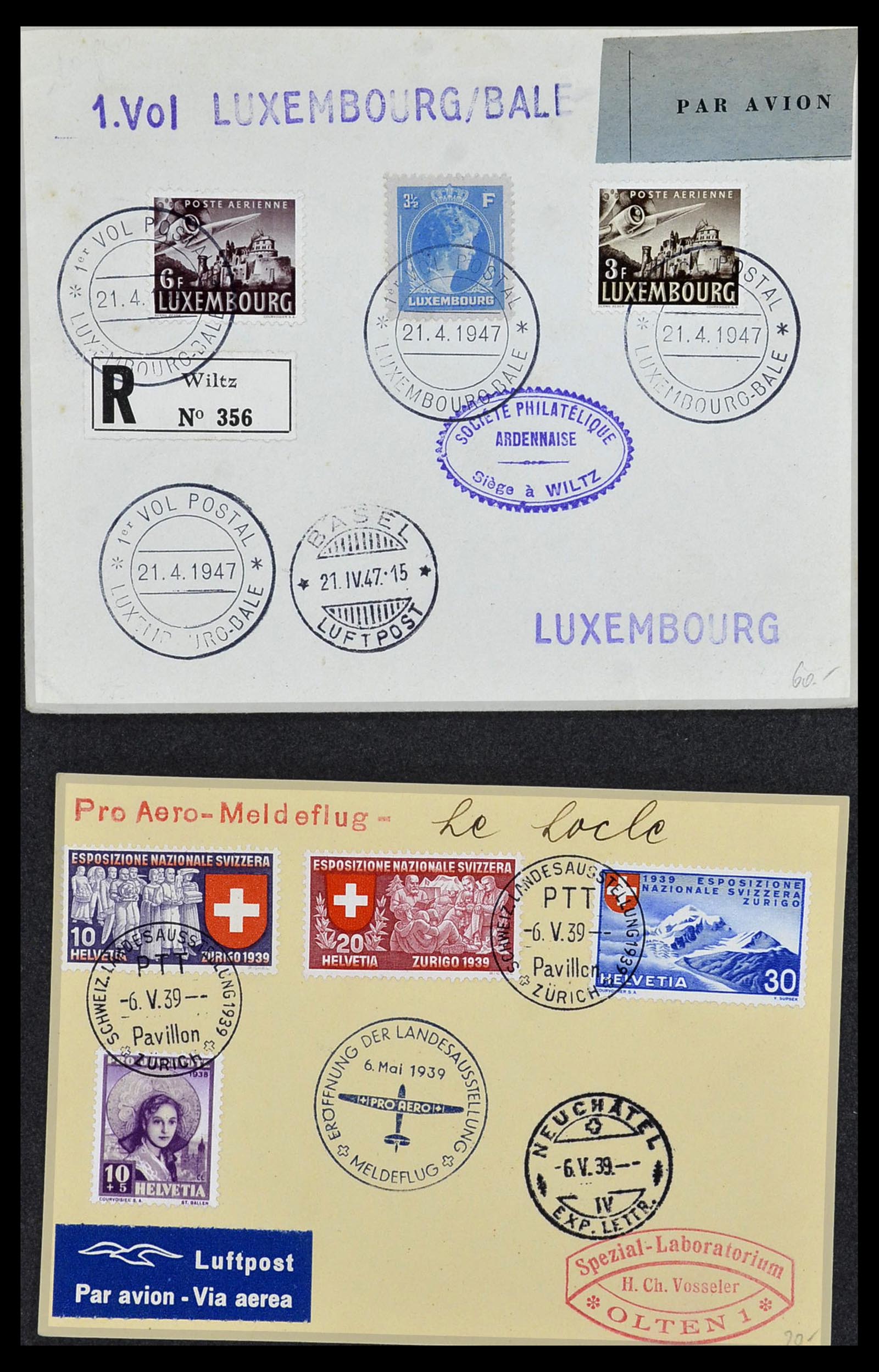 34141 031 - Postzegelverzameling 34141 Zwitserland luchtpost brieven 1920-1960.