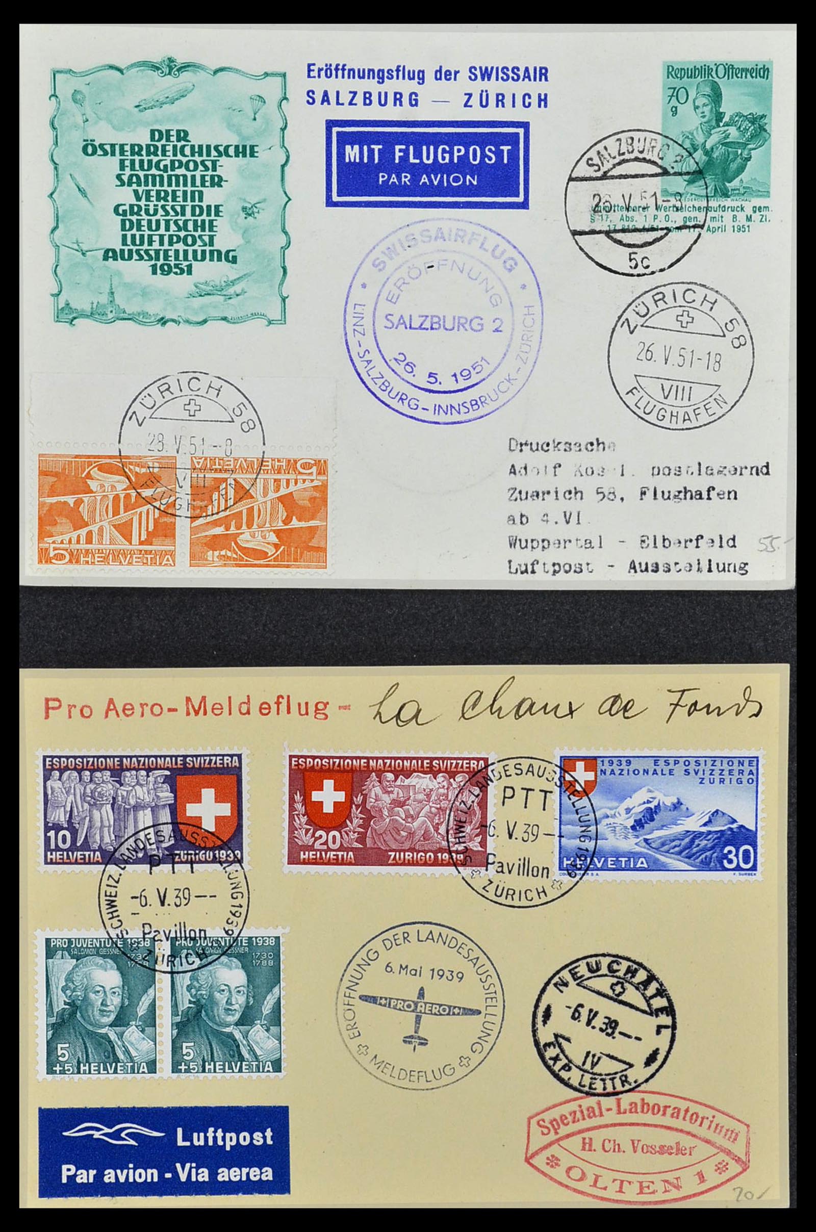 34141 032 - Postzegelverzameling 34141 Zwitserland luchtpost brieven 1920-1960.