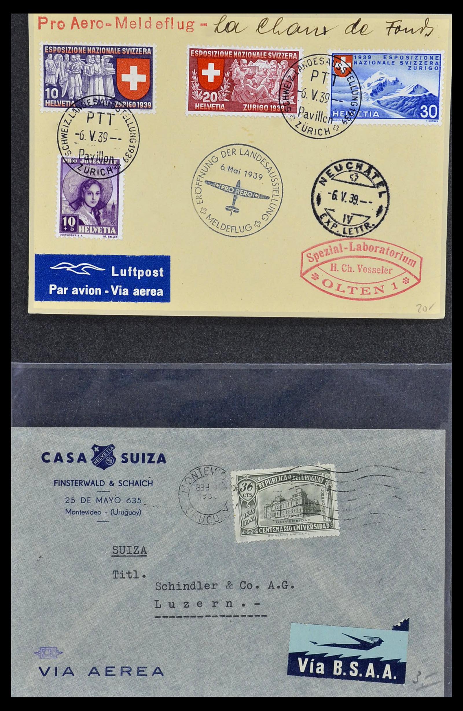 34141 033 - Postzegelverzameling 34141 Zwitserland luchtpost brieven 1920-1960.