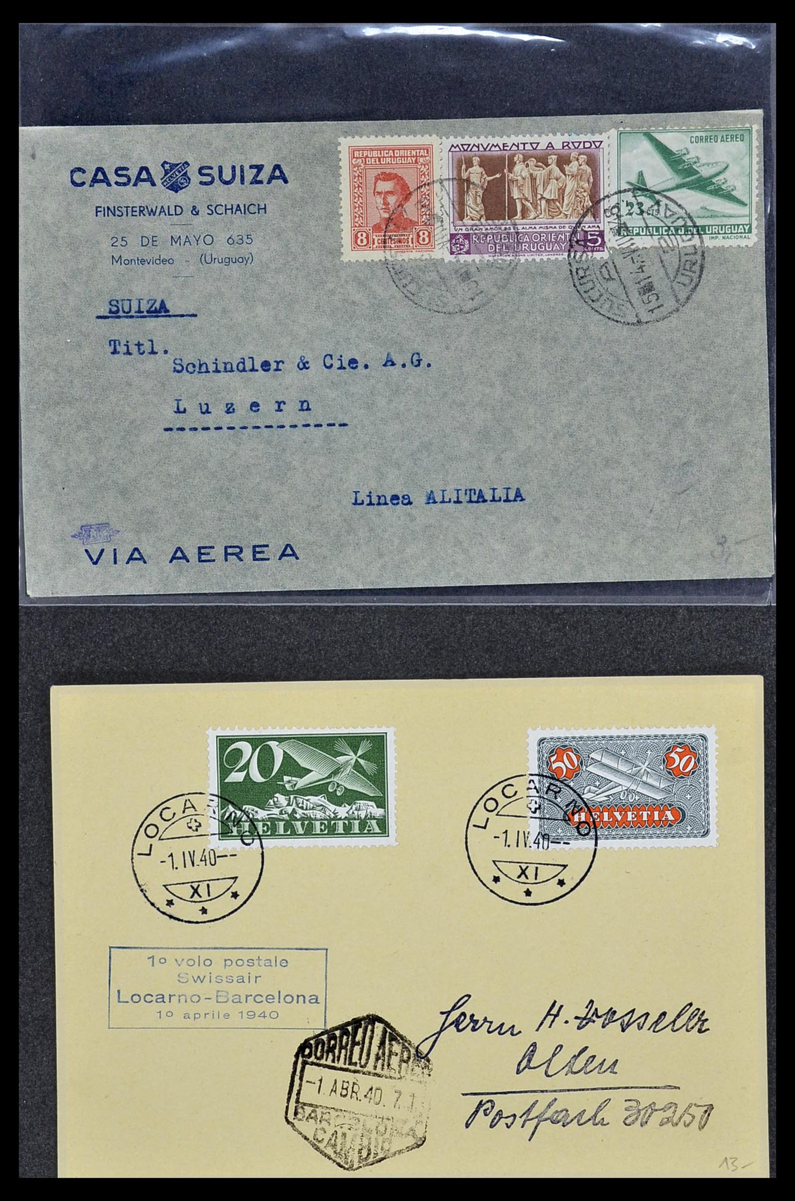 34141 034 - Postzegelverzameling 34141 Zwitserland luchtpost brieven 1920-1960.