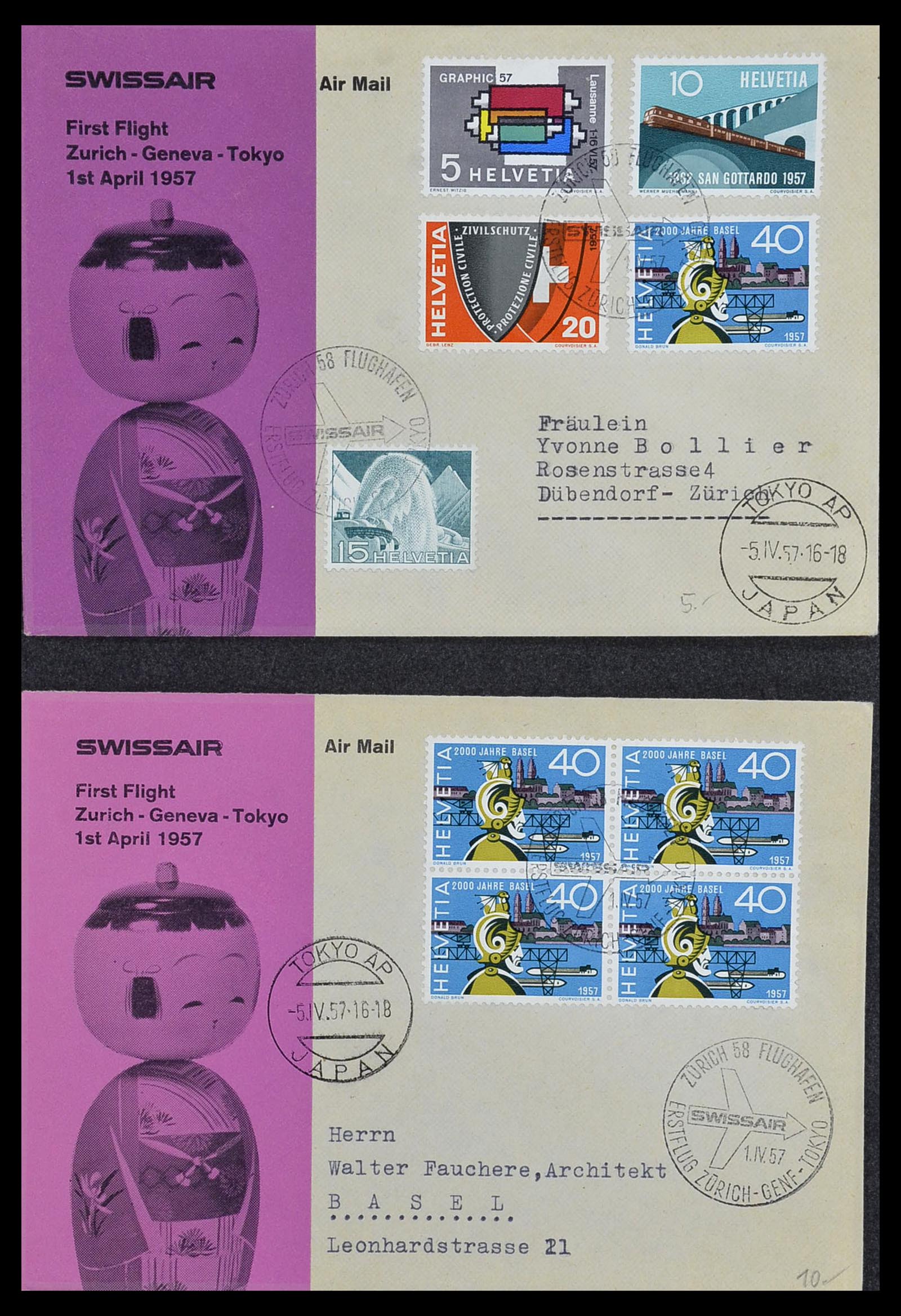 34141 039 - Postzegelverzameling 34141 Zwitserland luchtpost brieven 1920-1960.