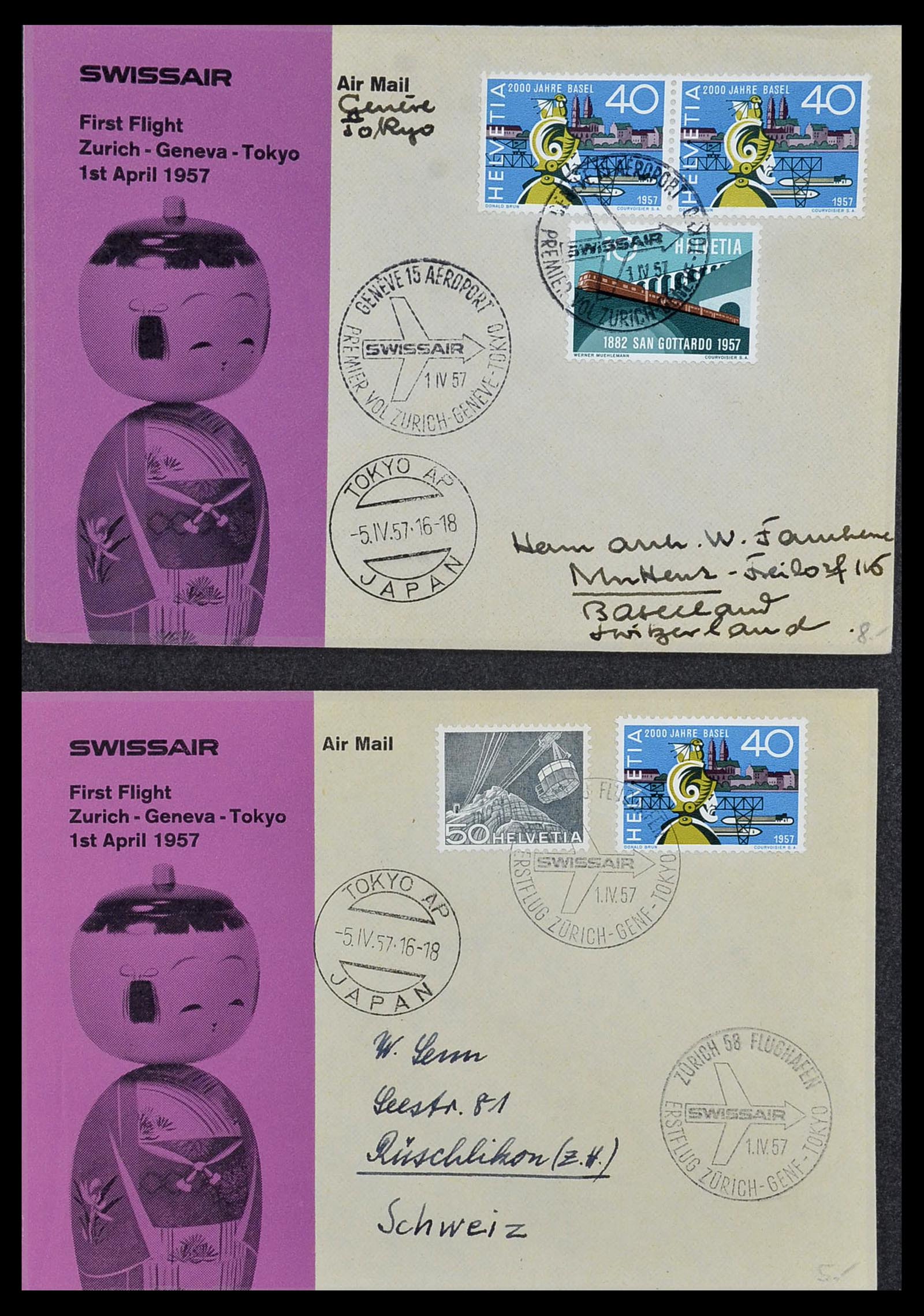 34141 041 - Postzegelverzameling 34141 Zwitserland luchtpost brieven 1920-1960.