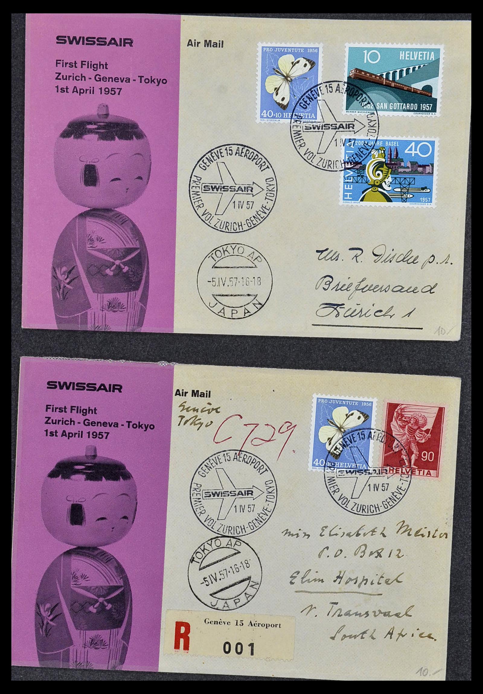 34141 042 - Postzegelverzameling 34141 Zwitserland luchtpost brieven 1920-1960.