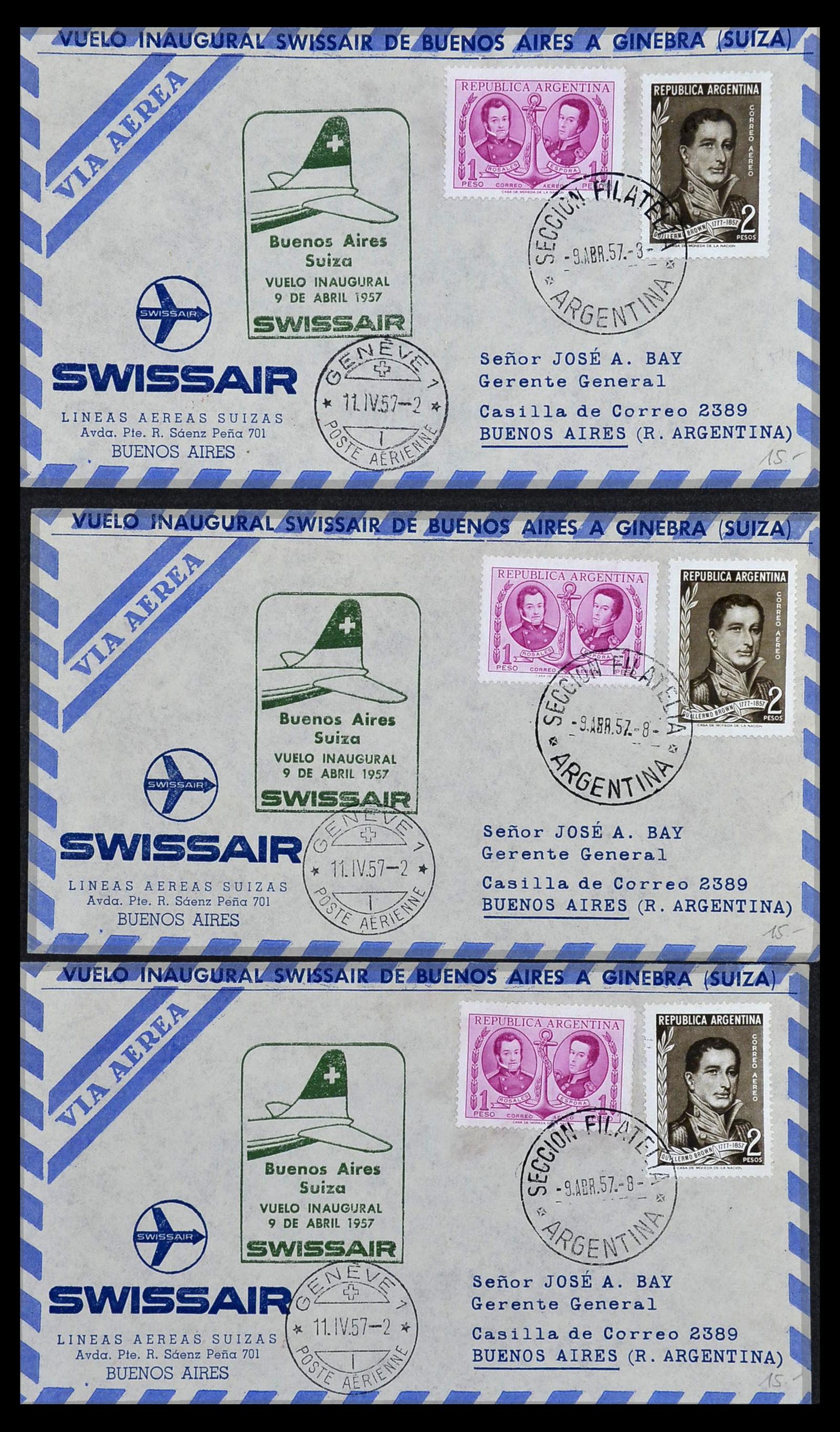 34141 045 - Postzegelverzameling 34141 Zwitserland luchtpost brieven 1920-1960.