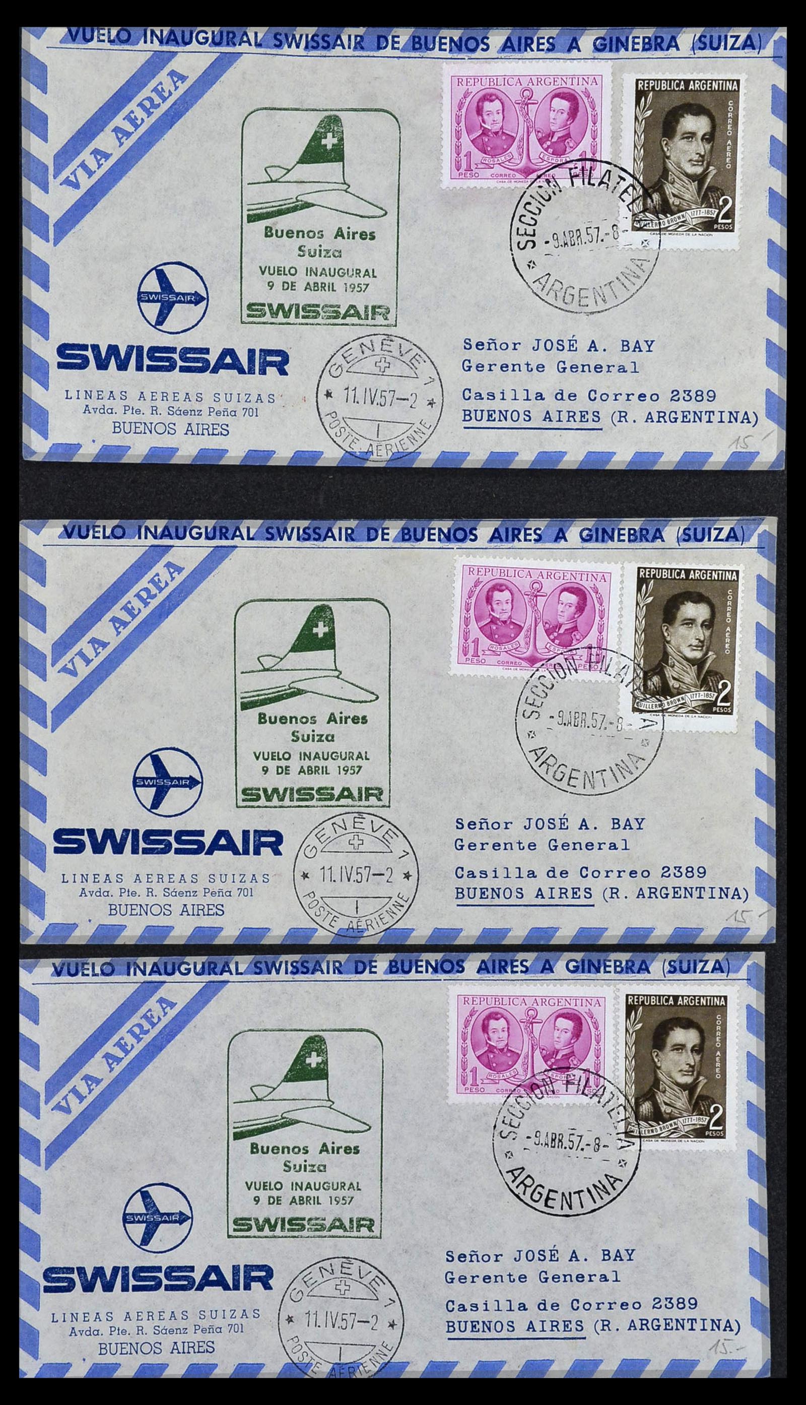 34141 046 - Postzegelverzameling 34141 Zwitserland luchtpost brieven 1920-1960.
