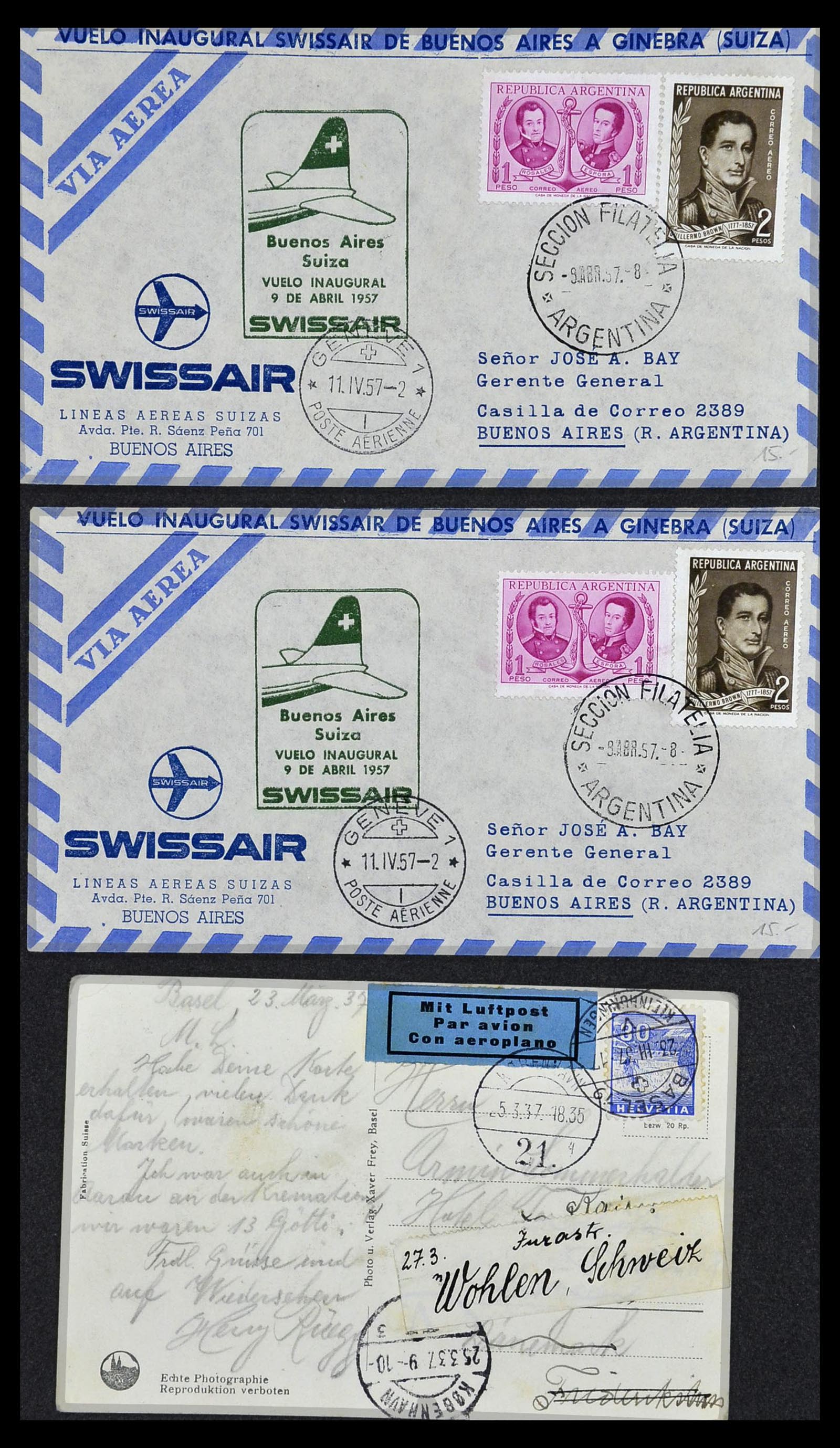 34141 047 - Postzegelverzameling 34141 Zwitserland luchtpost brieven 1920-1960.