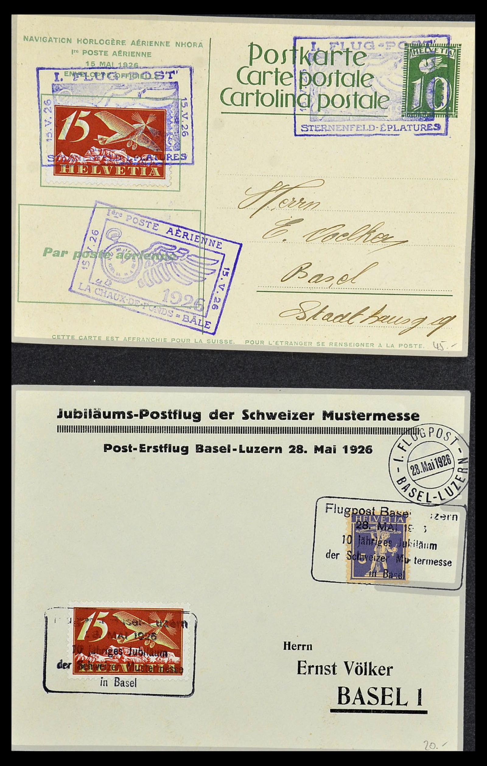 34141 048 - Postzegelverzameling 34141 Zwitserland luchtpost brieven 1920-1960.