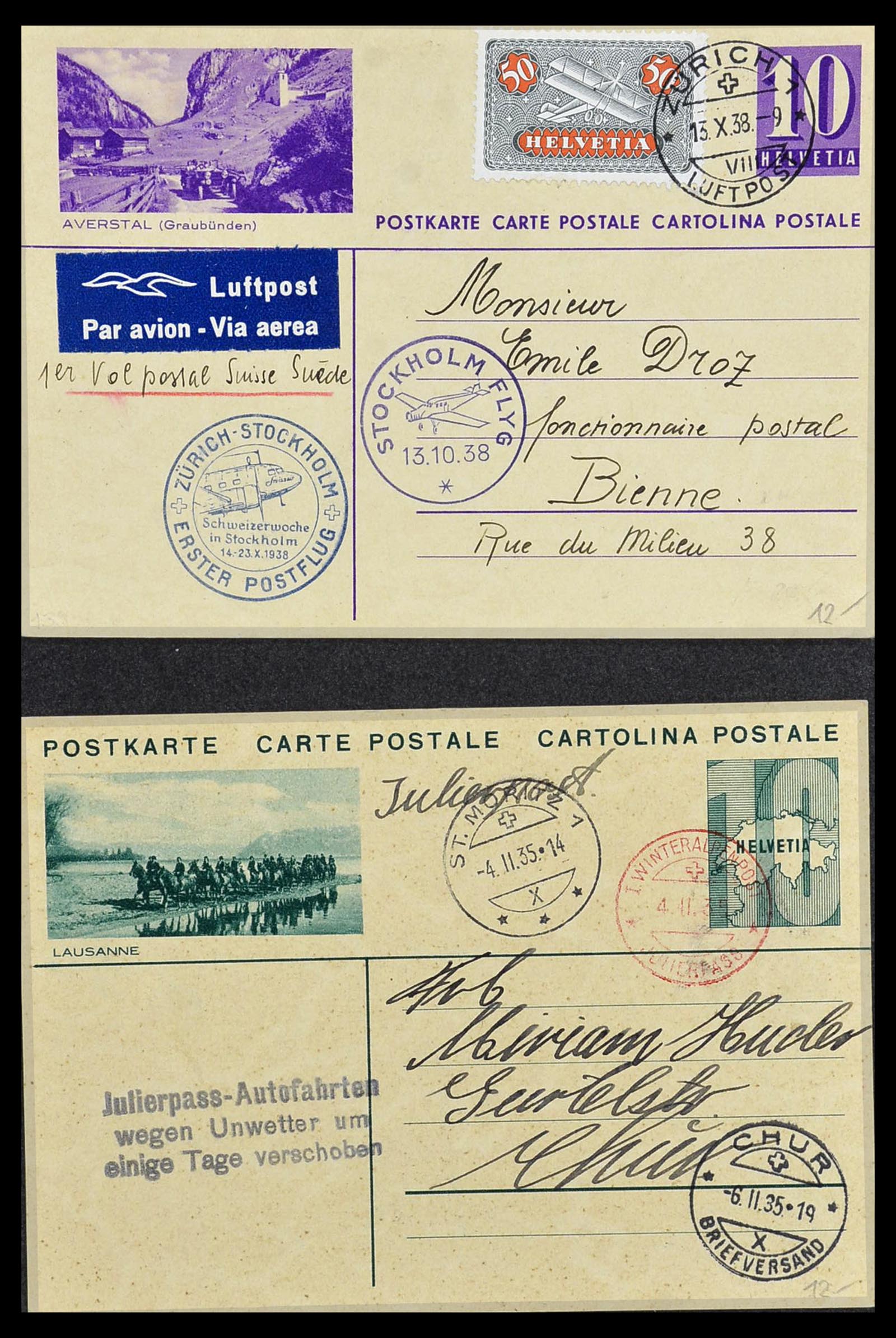 34141 049 - Postzegelverzameling 34141 Zwitserland luchtpost brieven 1920-1960.