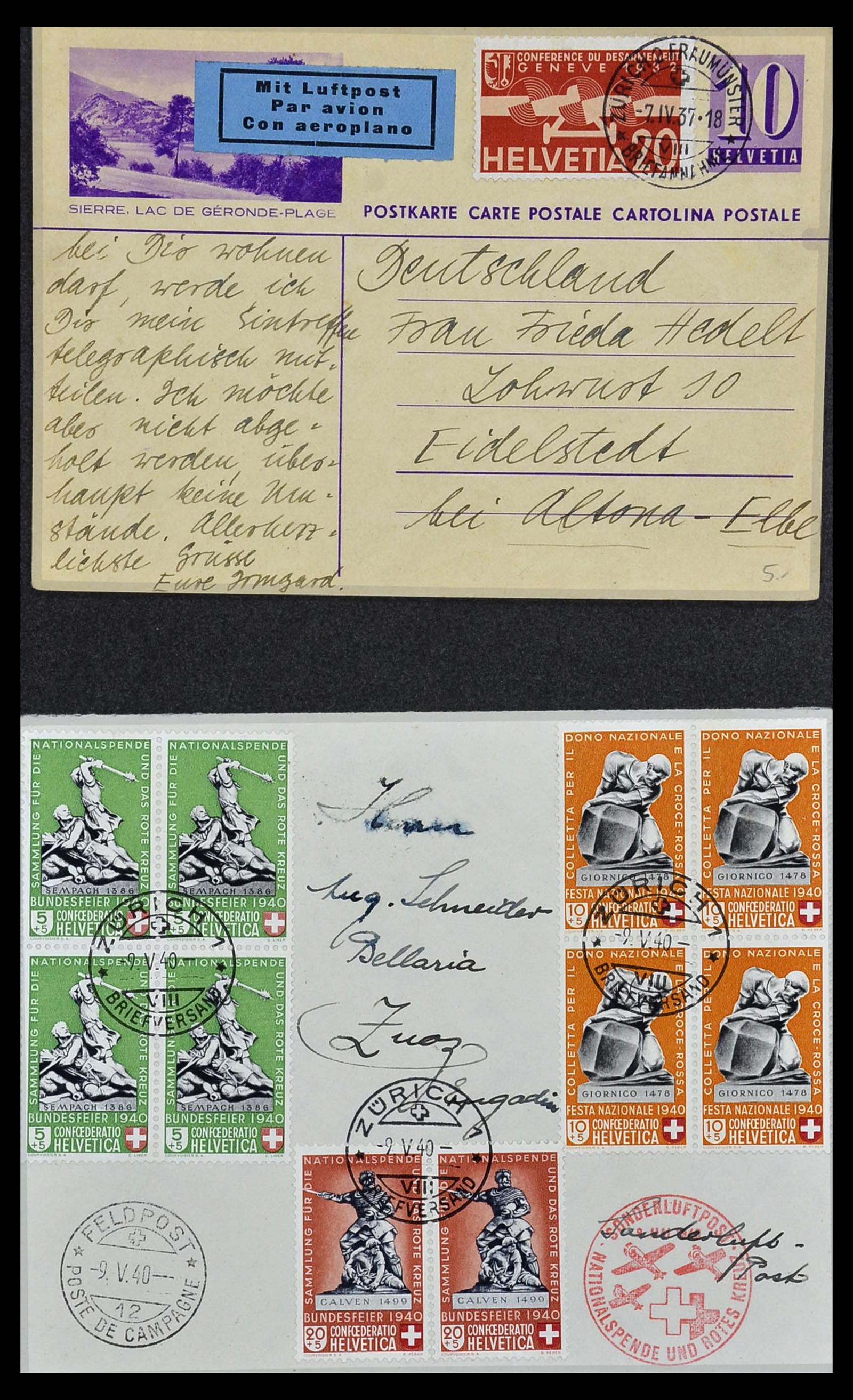 34141 050 - Postzegelverzameling 34141 Zwitserland luchtpost brieven 1920-1960.