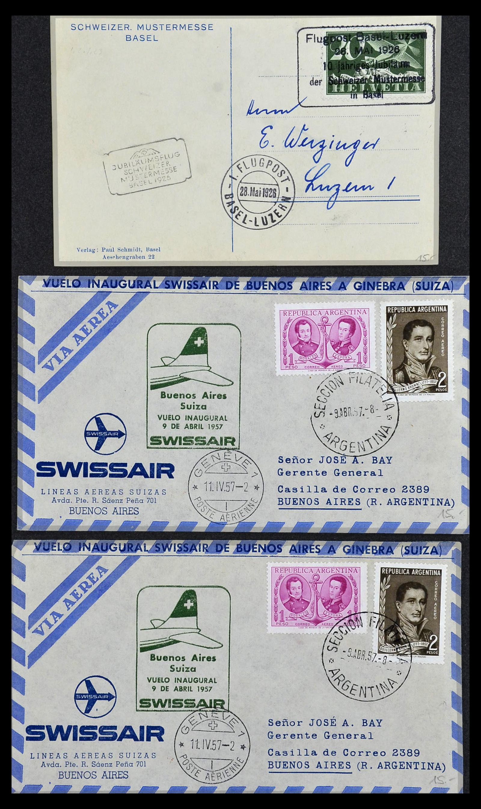34141 052 - Postzegelverzameling 34141 Zwitserland luchtpost brieven 1920-1960.