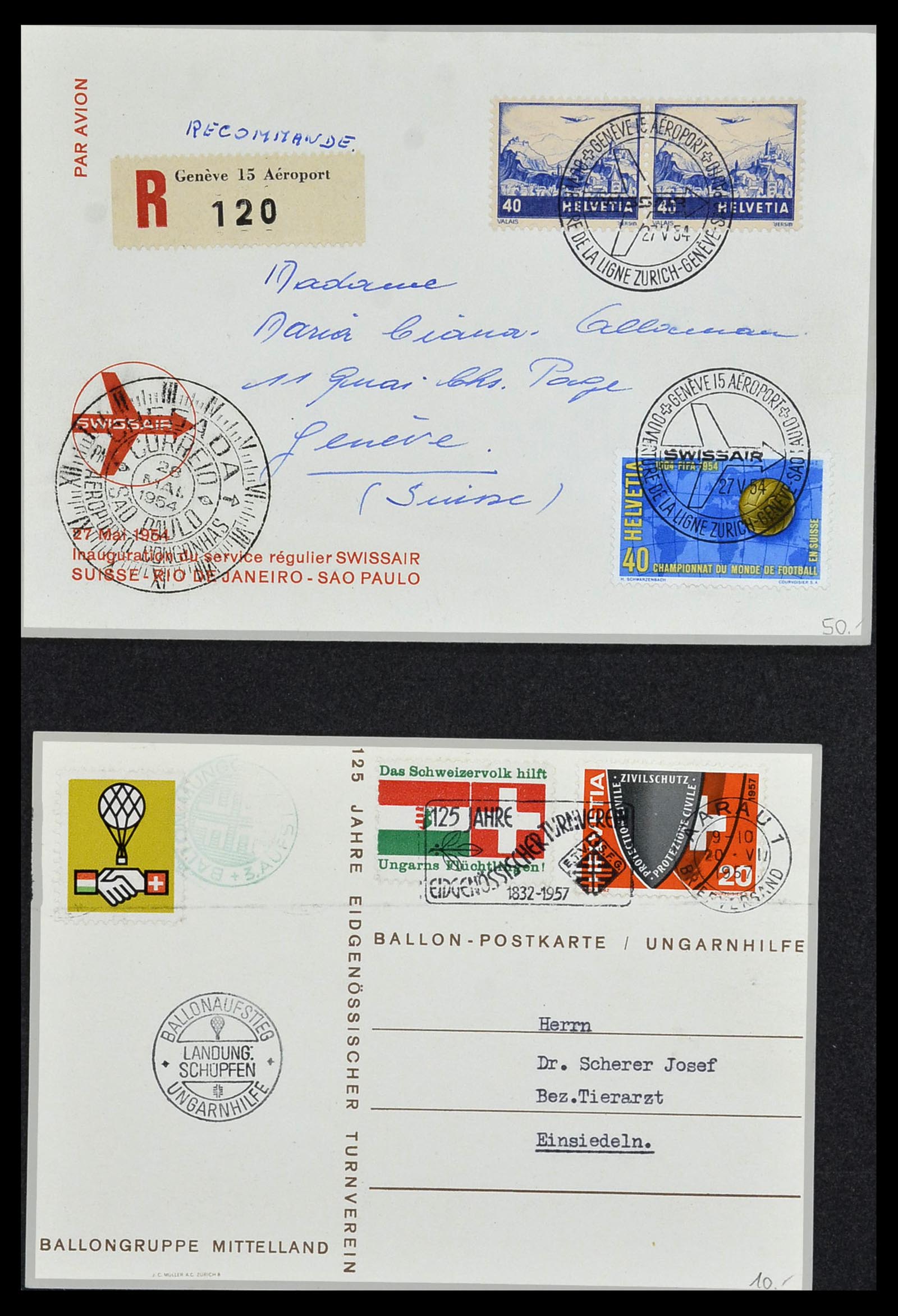 34141 053 - Postzegelverzameling 34141 Zwitserland luchtpost brieven 1920-1960.