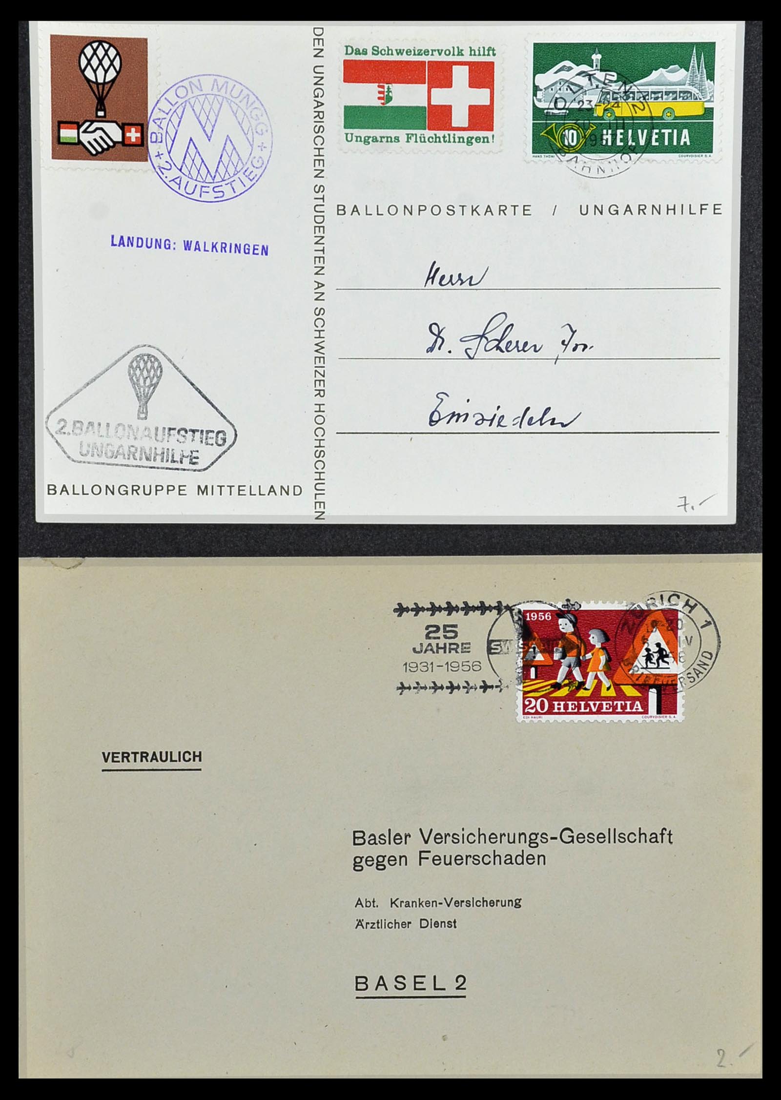 34141 056 - Postzegelverzameling 34141 Zwitserland luchtpost brieven 1920-1960.
