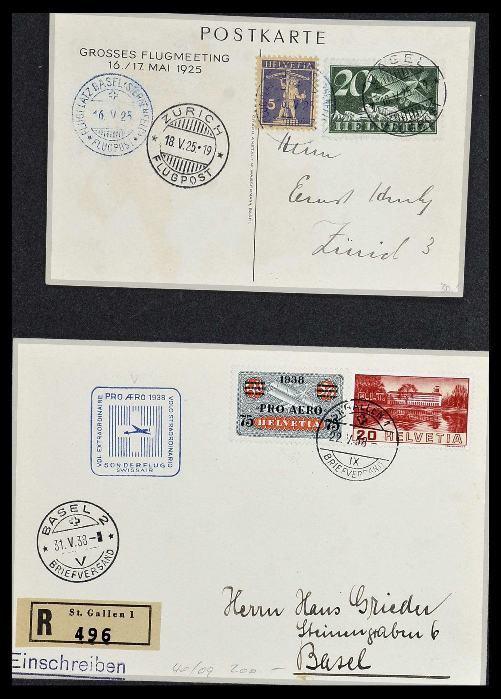 34141 071 - Stamp collection 34141 Switzerland airmail covers 1920-1960.