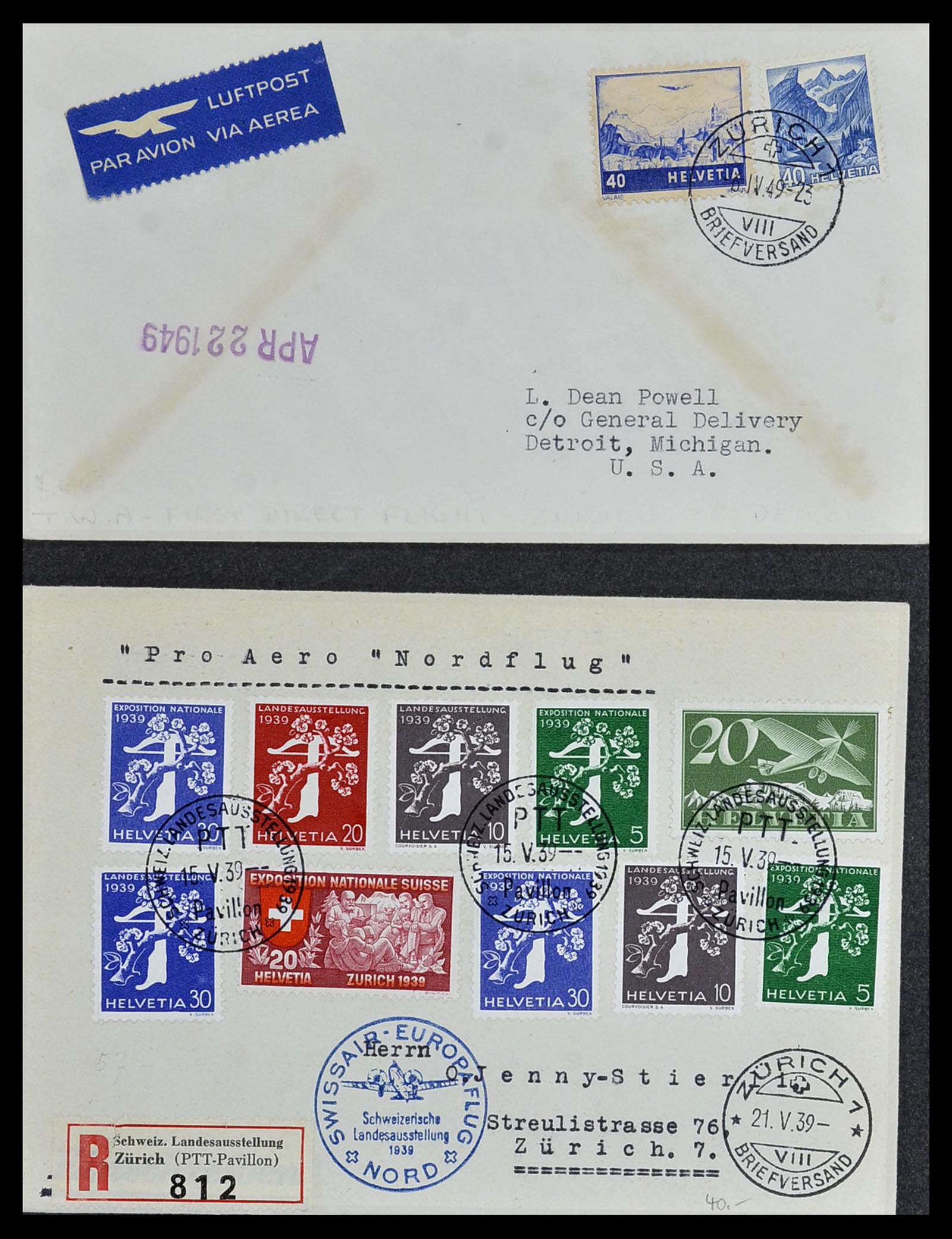 34141 076 - Stamp collection 34141 Switzerland airmail covers 1920-1960.