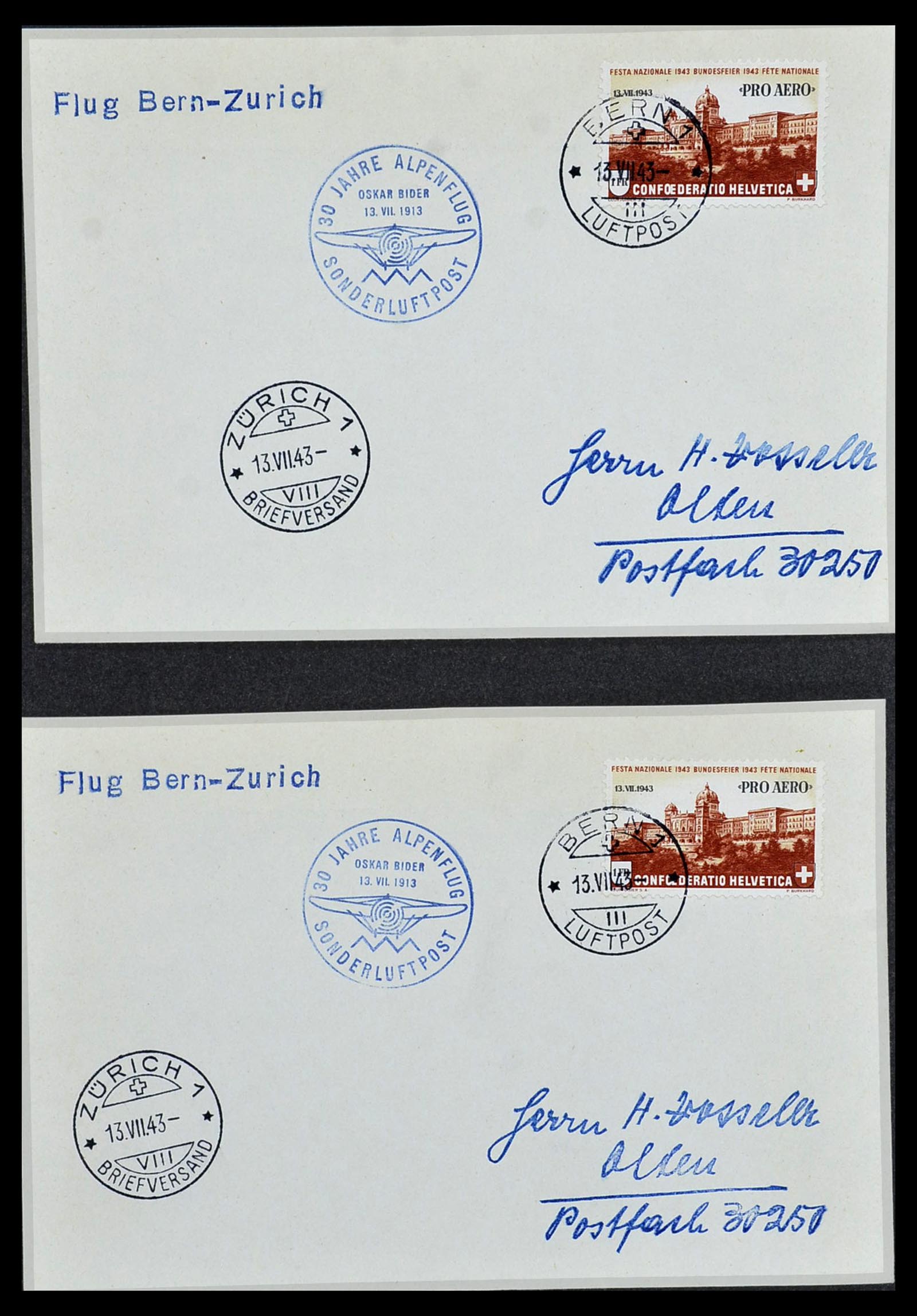 34141 083 - Stamp collection 34141 Switzerland airmail covers 1920-1960.