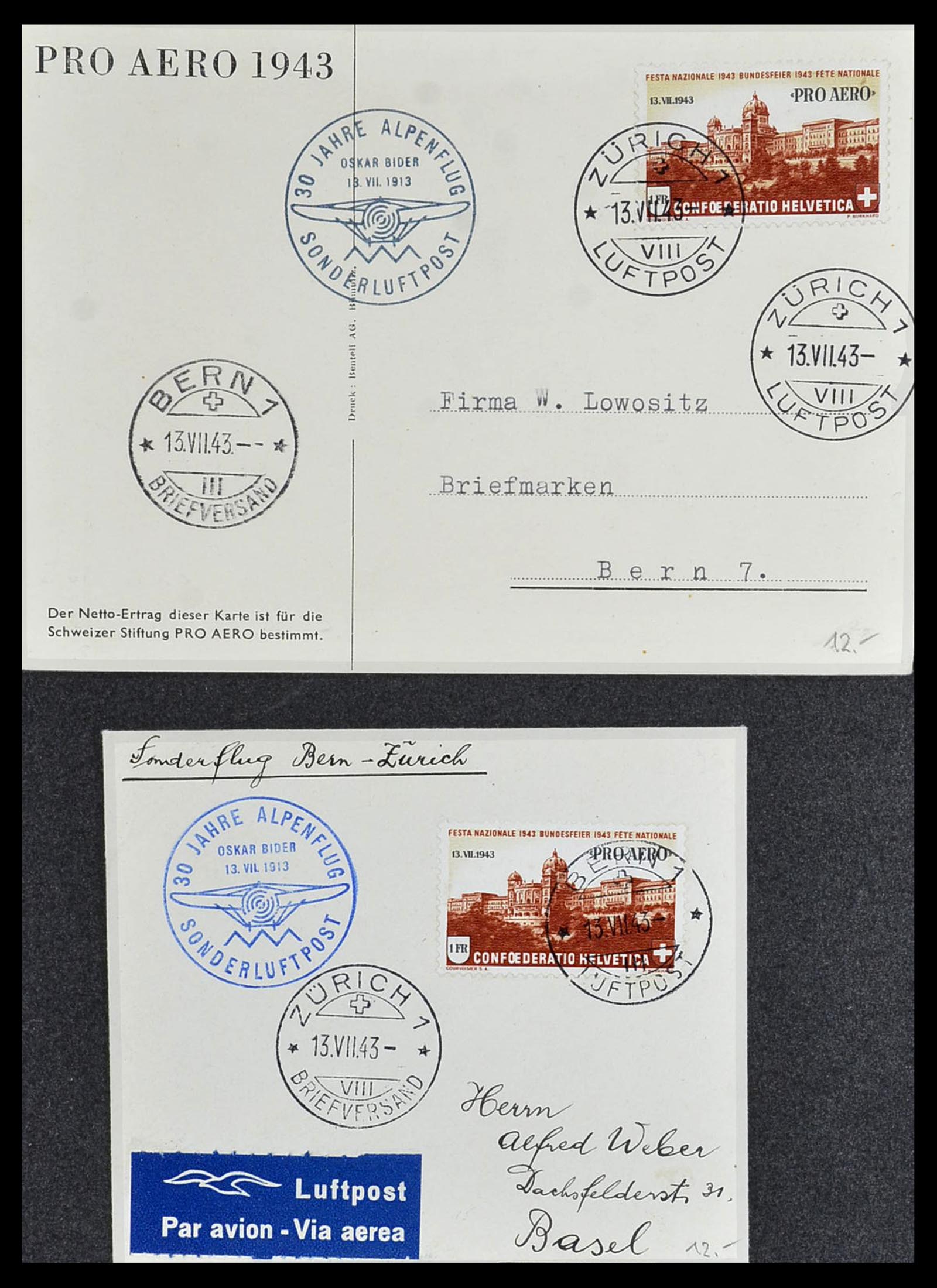 34141 085 - Stamp collection 34141 Switzerland airmail covers 1920-1960.