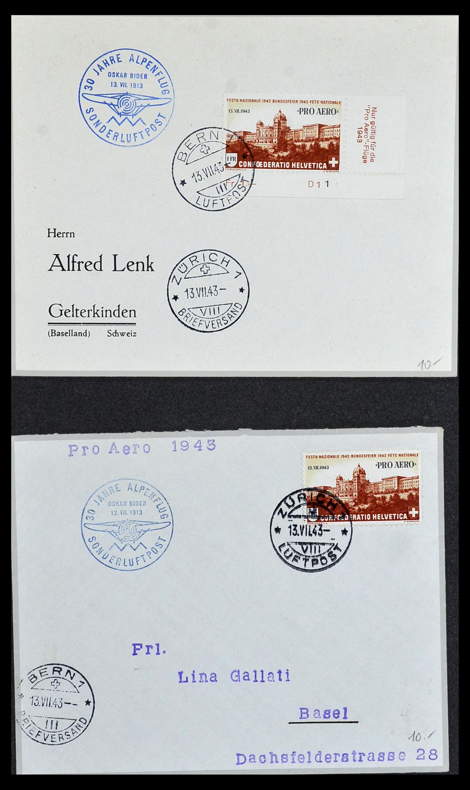 34141 086 - Stamp collection 34141 Switzerland airmail covers 1920-1960.