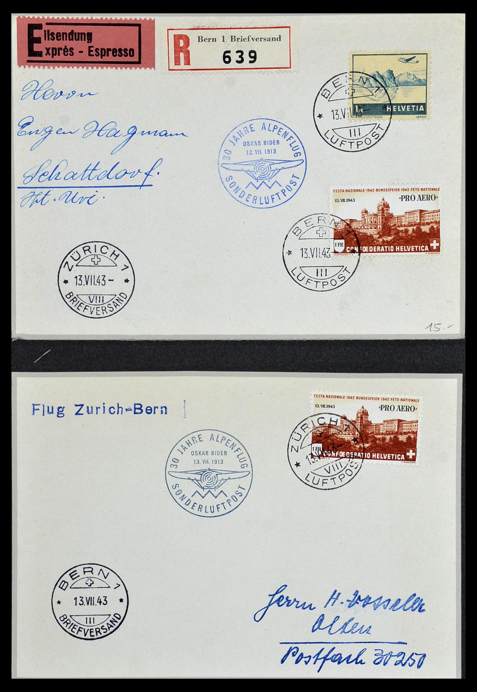 34141 087 - Stamp collection 34141 Switzerland airmail covers 1920-1960.