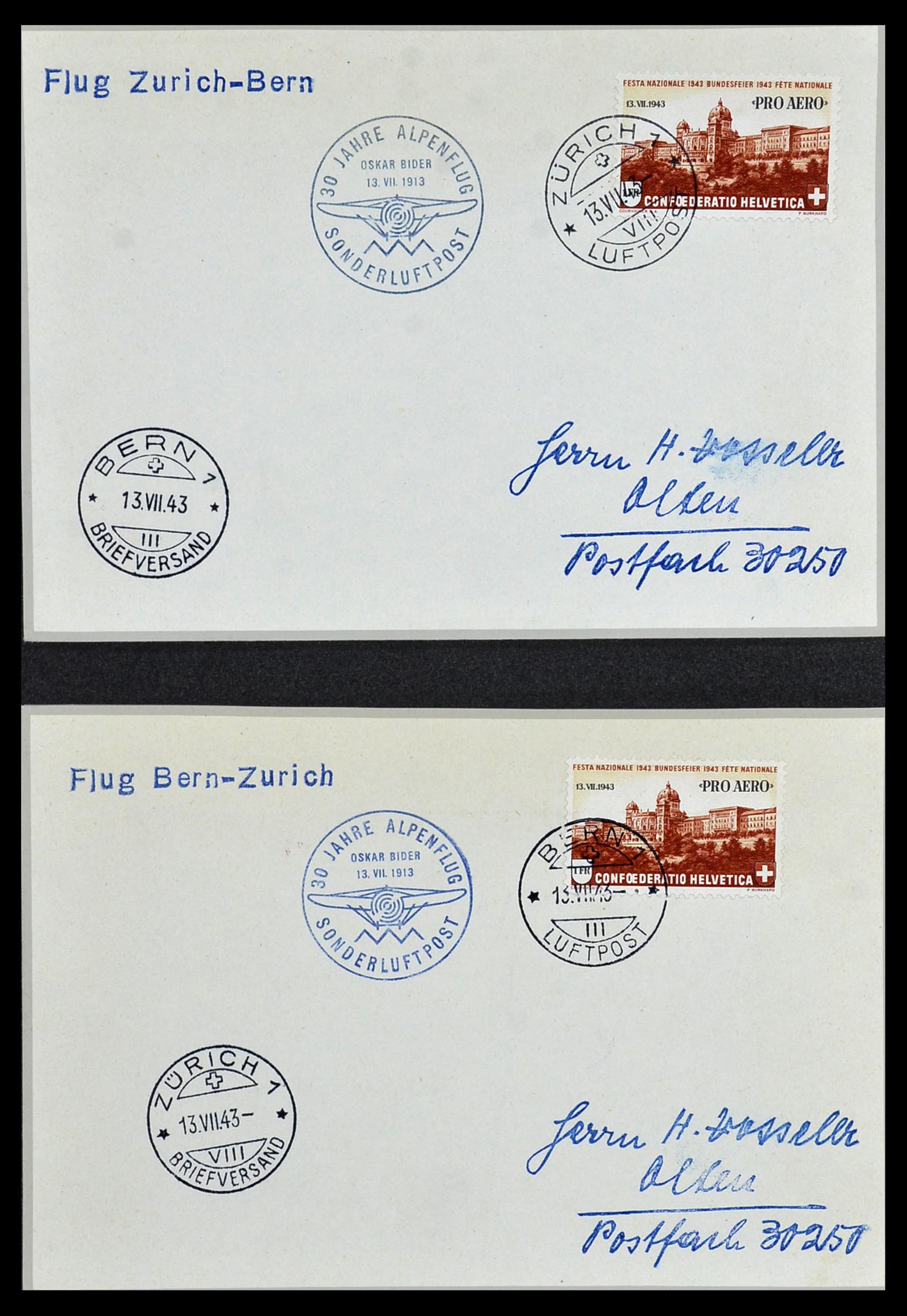 34141 089 - Stamp collection 34141 Switzerland airmail covers 1920-1960.