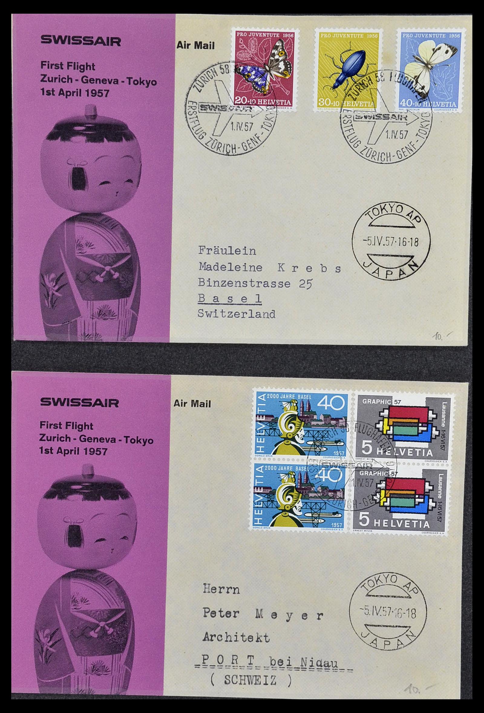 34141 121 - Postzegelverzameling 34141 Zwitserland luchtpost brieven 1920-1960.