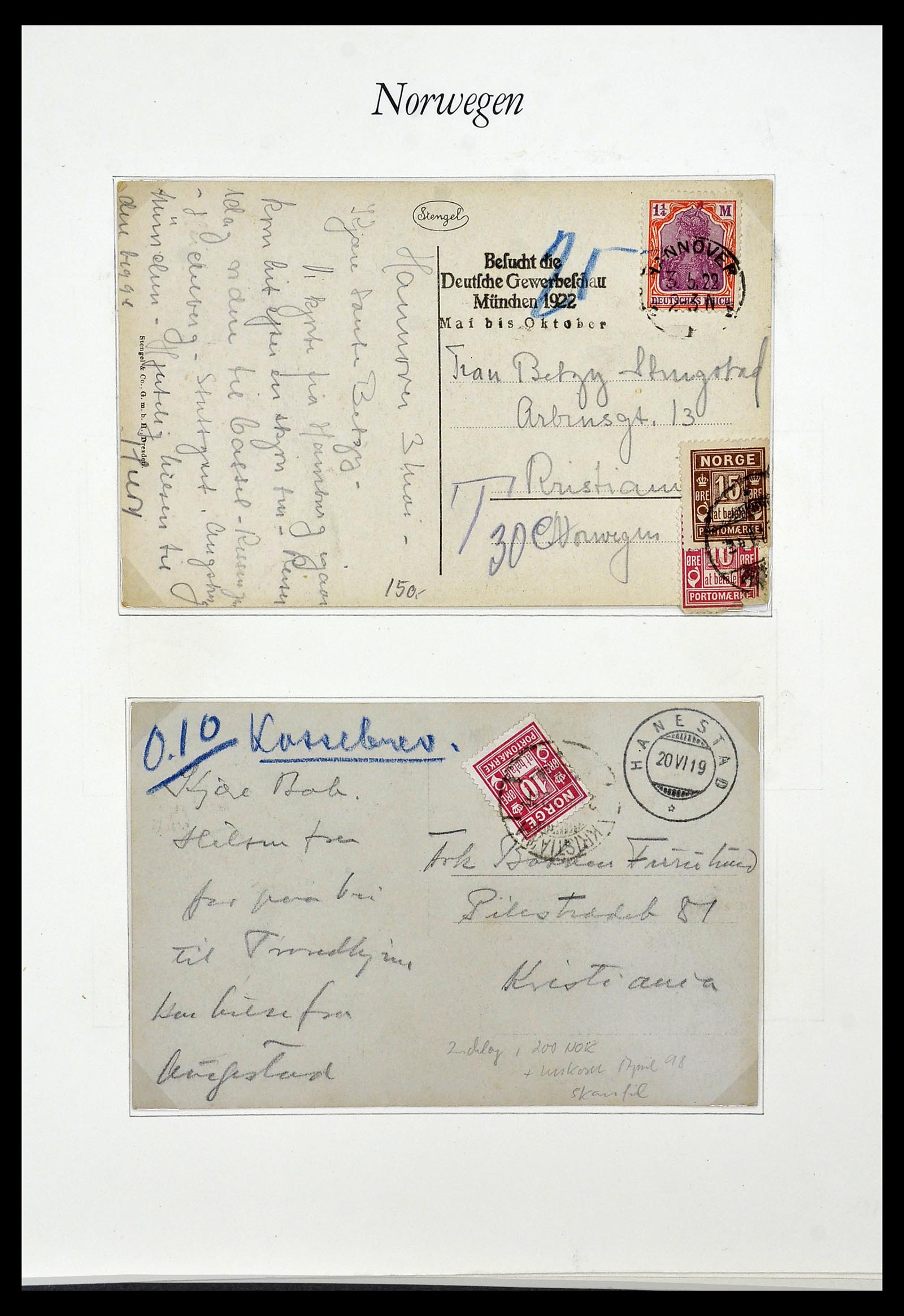 34154 004 - Postzegelverzameling 34154 Noorwegen port 1883-1973.
