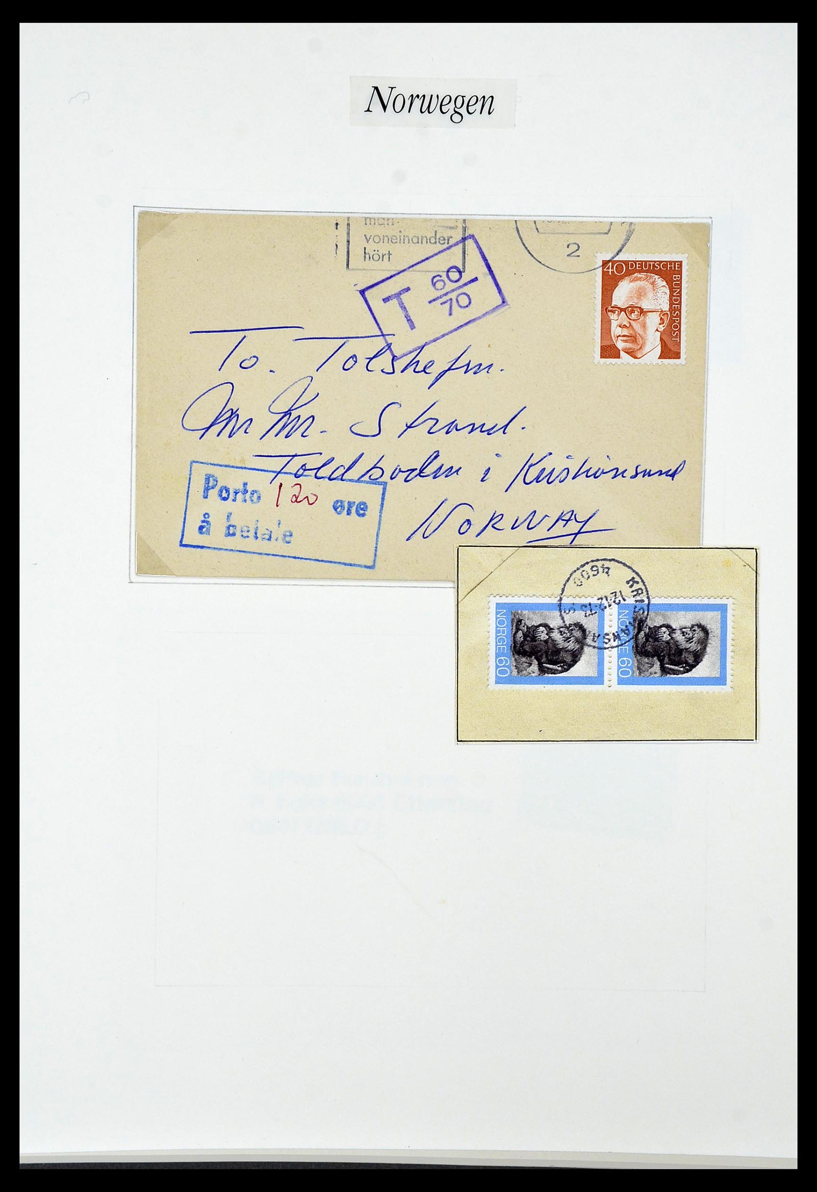 34154 034 - Postzegelverzameling 34154 Noorwegen port 1883-1973.