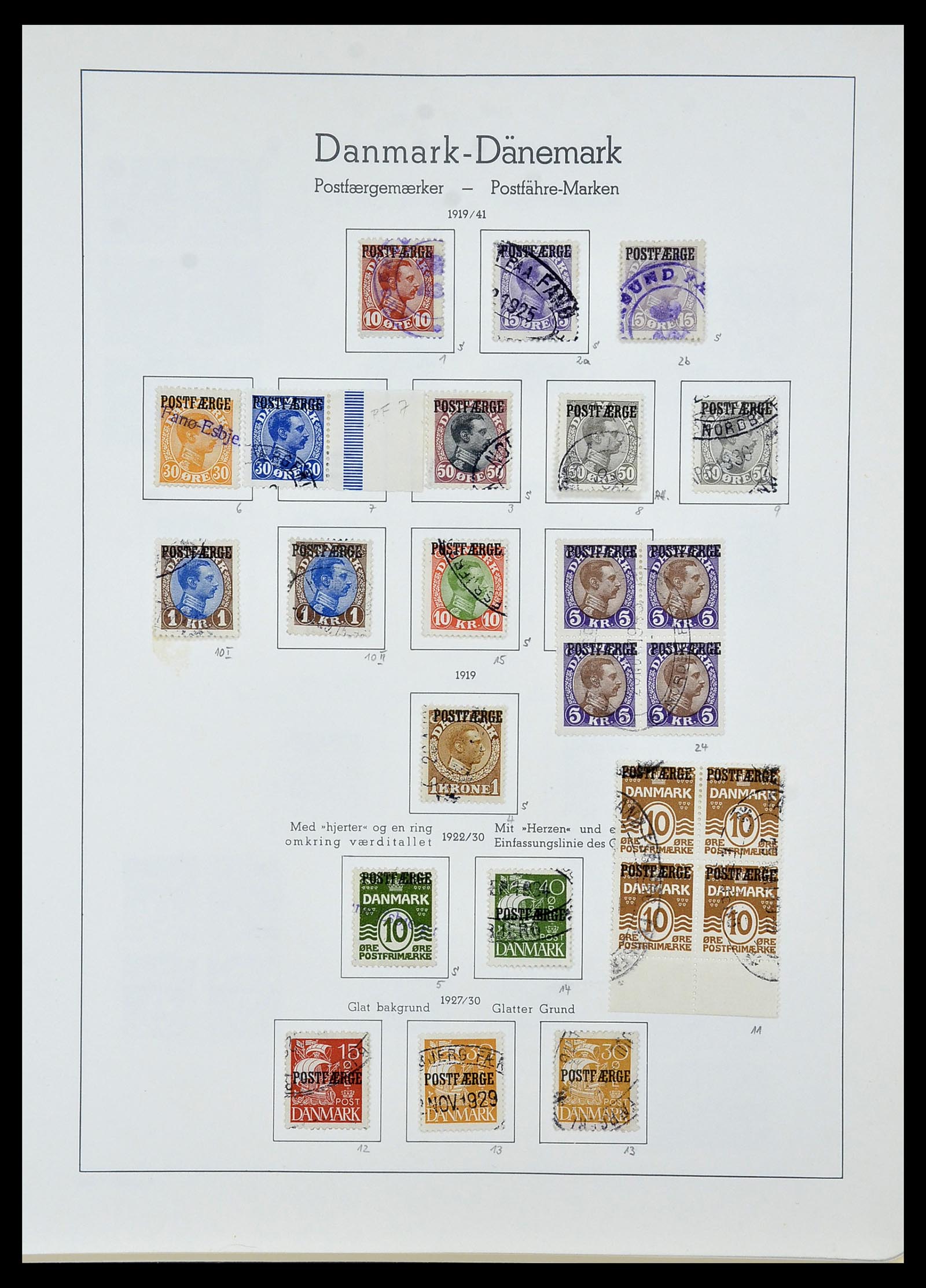 34156 001 - Postzegelverzameling 34156 Denemarken postfaerge 1919-1975.