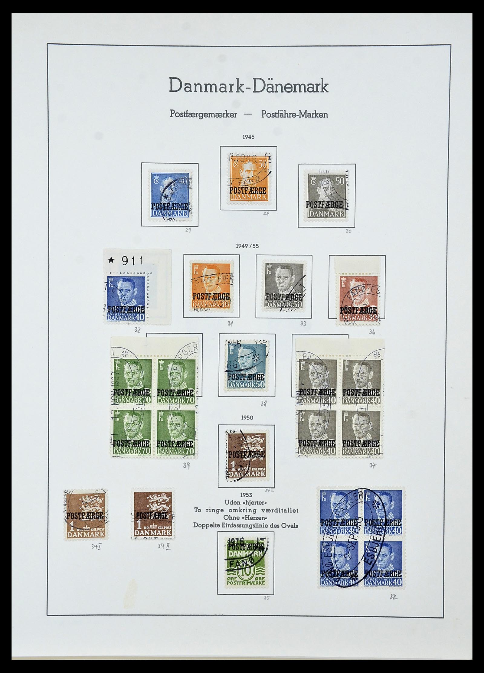 34156 003 - Stamp collection 34156 Denmark postfaerge 1919-1975.