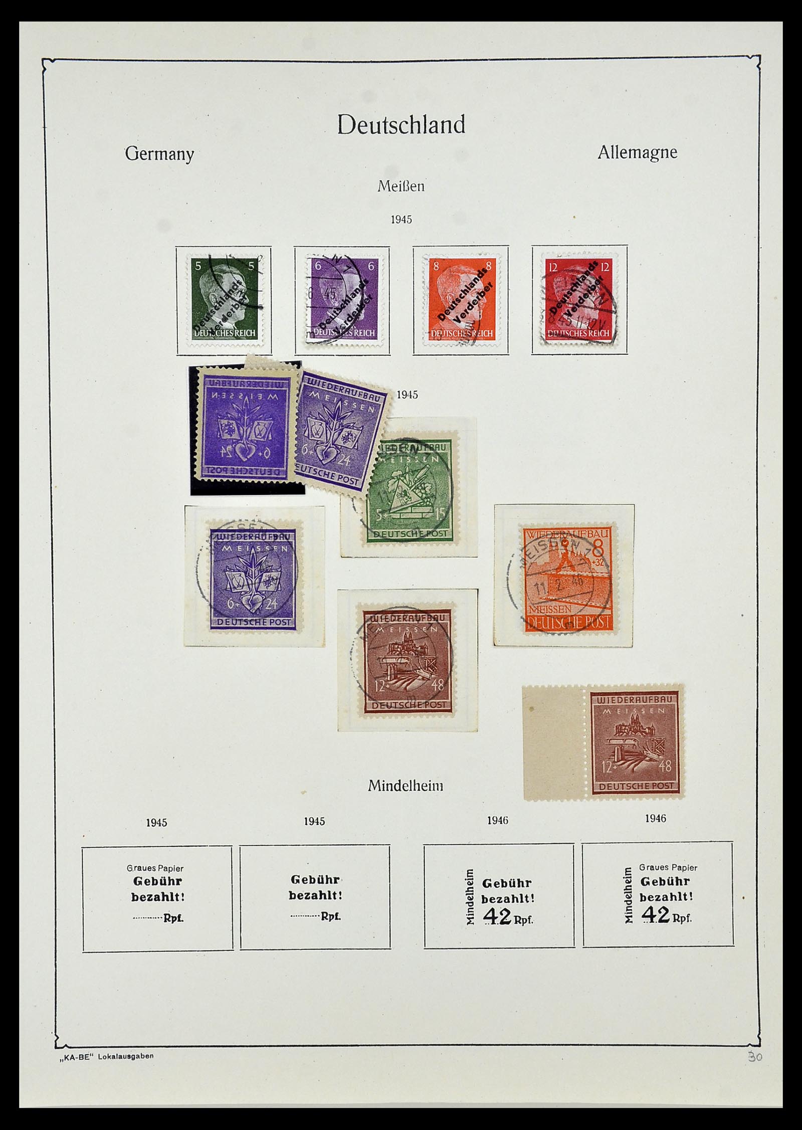 34162 031 - Postzegelverzameling 34162 Duitsland lokaal uitgaven 1945-1946.