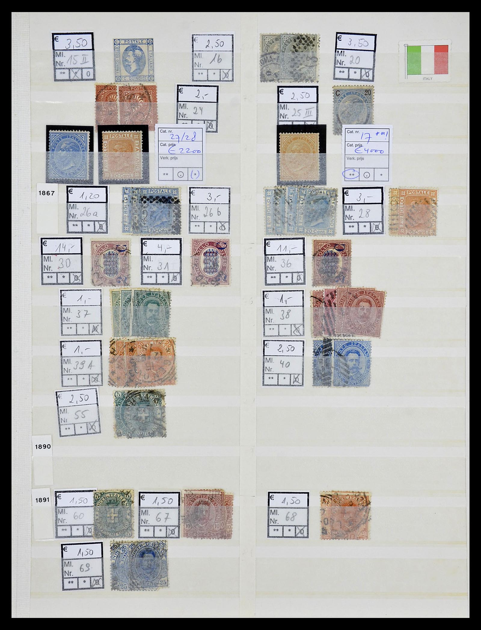 34166 001 - Postzegelverzameling 34166 Italië 1863-1990.