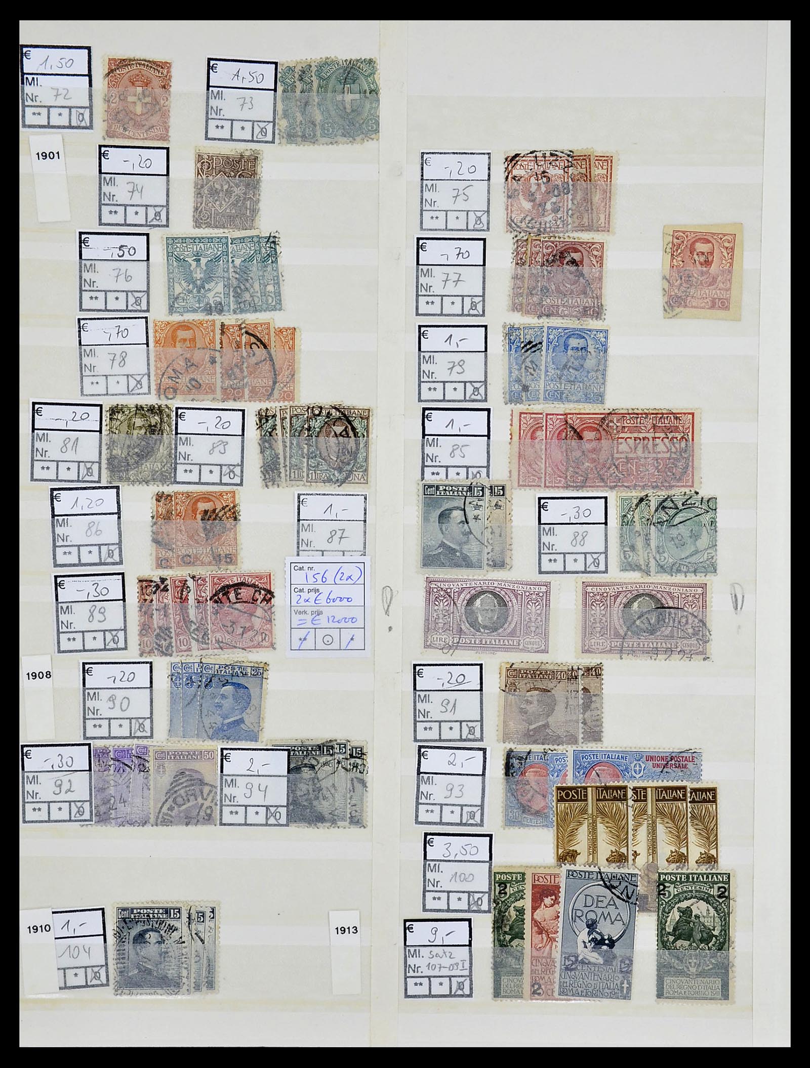 34166 002 - Postzegelverzameling 34166 Italië 1863-1990.