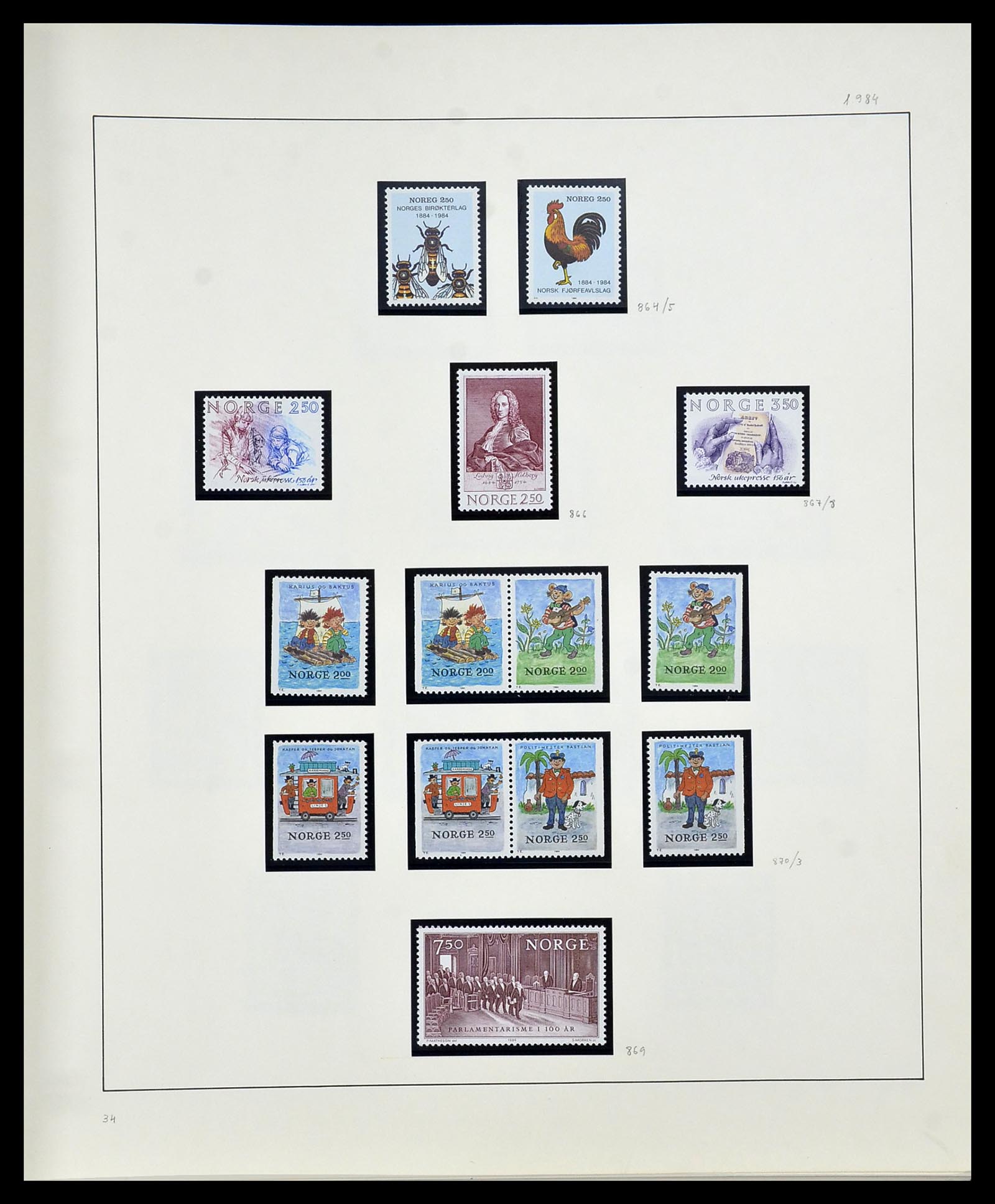 34168 072 - Postzegelverzameling 34168 Noorwegen 1855-1985.