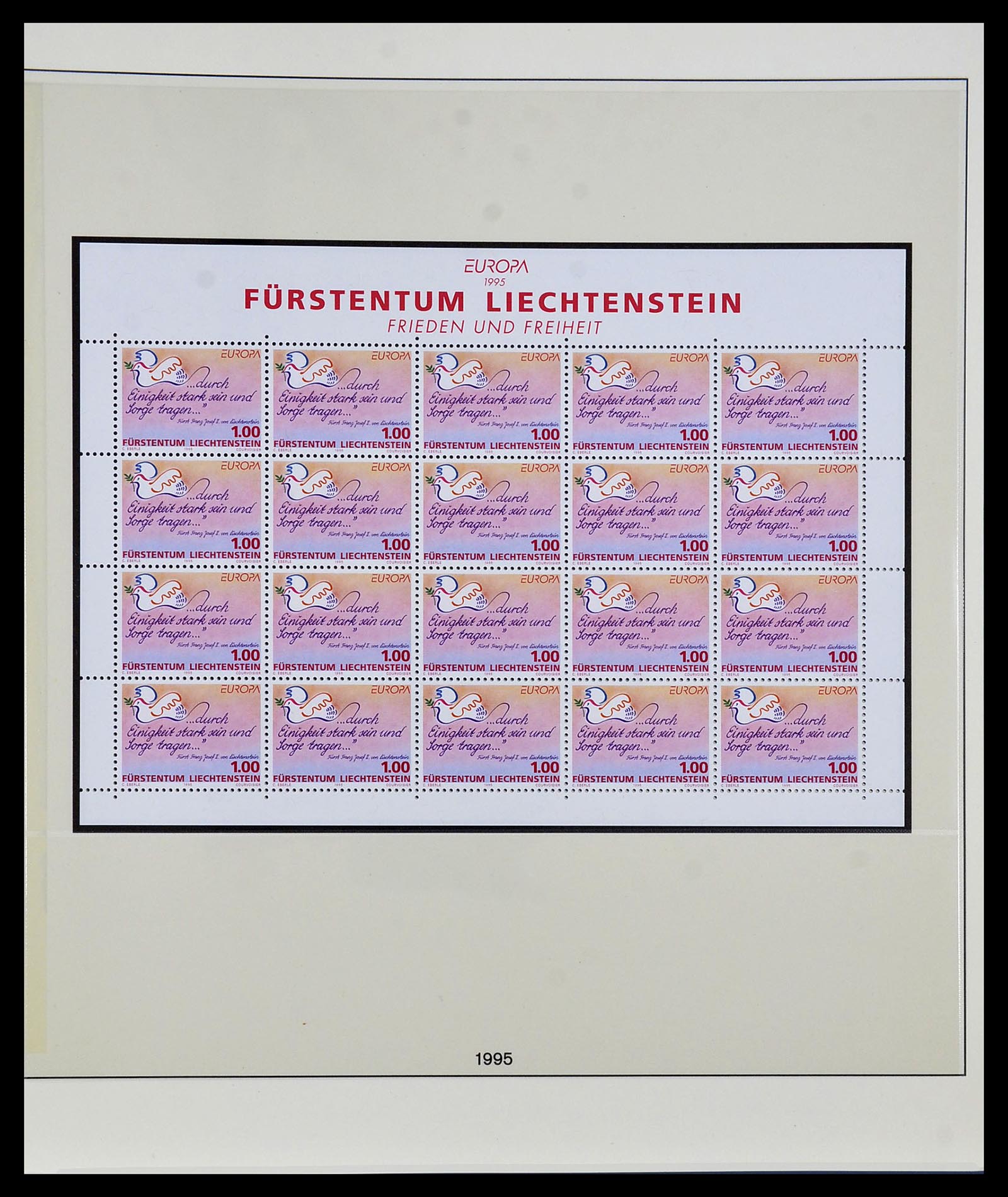 34187 300 - Postzegelverzameling 34187 Liechtenstein kleinbogen 1982-1995.