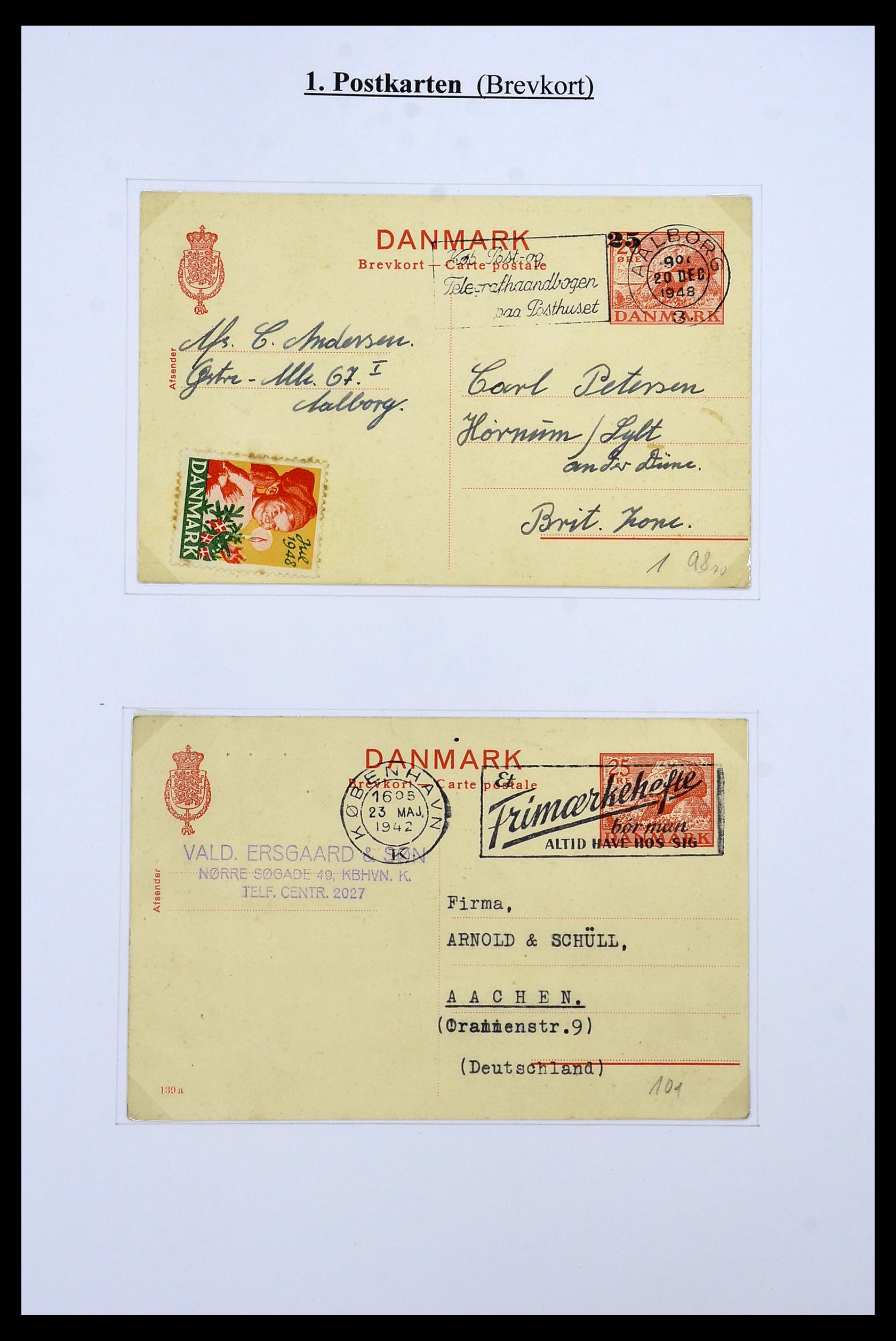 34189 030 - Postzegelverzameling 34189 Denemarken postwaardestukken 1871-2002.