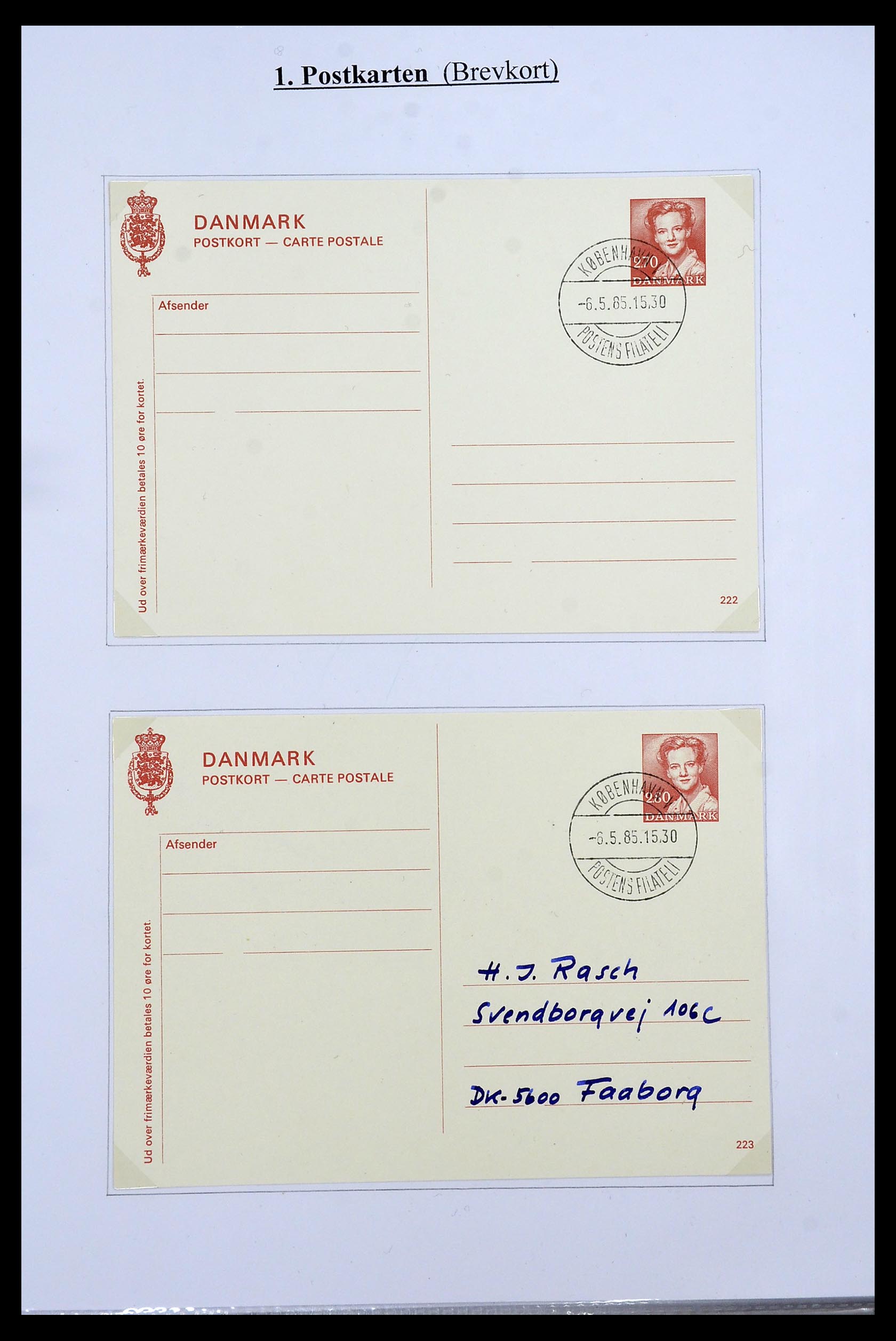 34189 037 - Postzegelverzameling 34189 Denemarken postwaardestukken 1871-2002.