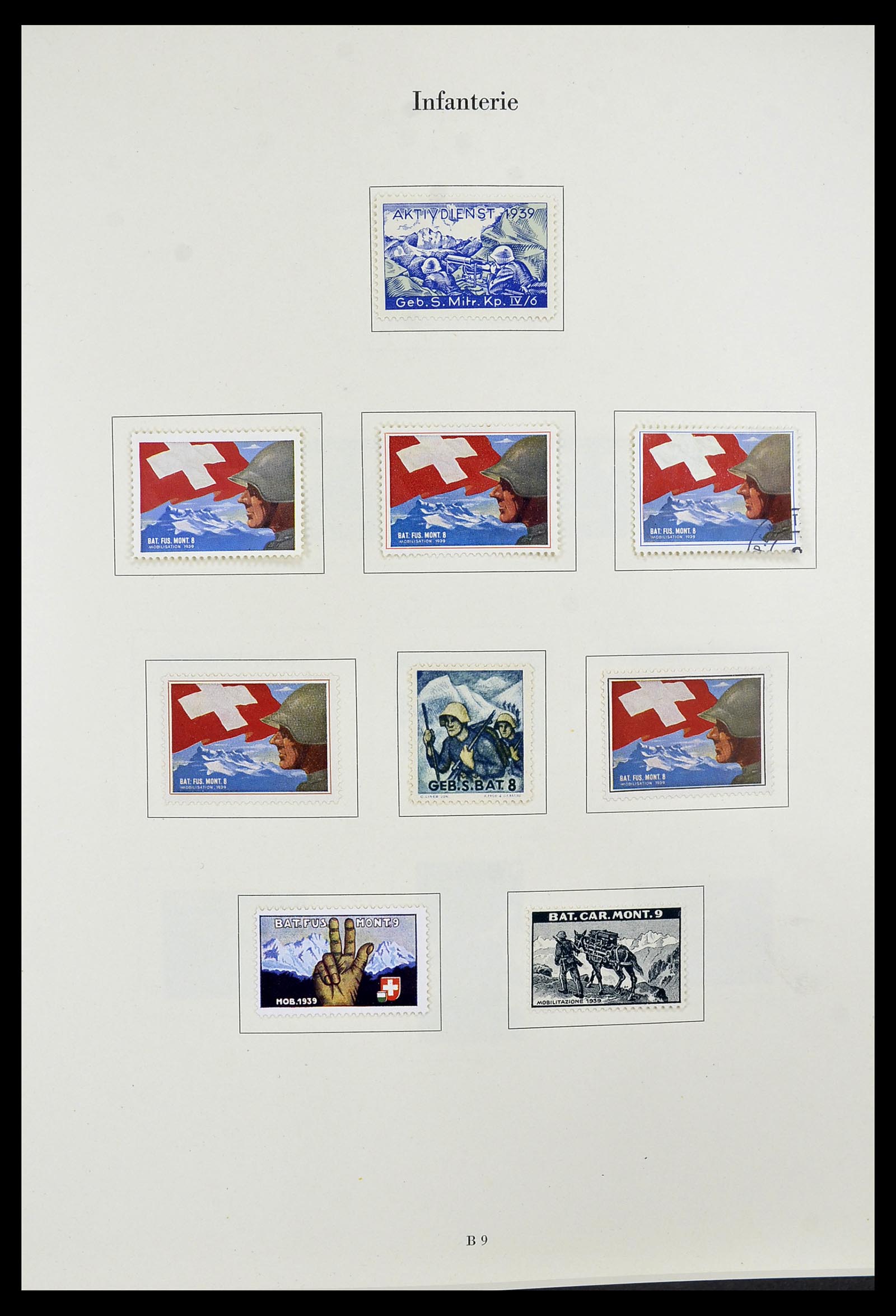34234 023 - Postzegelverzameling 34234 Zwitserland soldatenzegels 1939-1945.