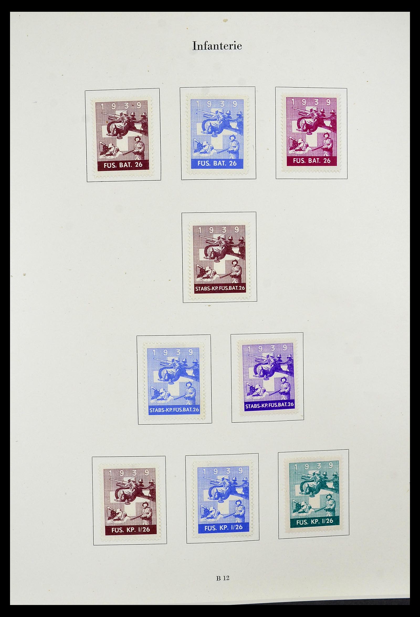 34234 026 - Postzegelverzameling 34234 Zwitserland soldatenzegels 1939-1945.