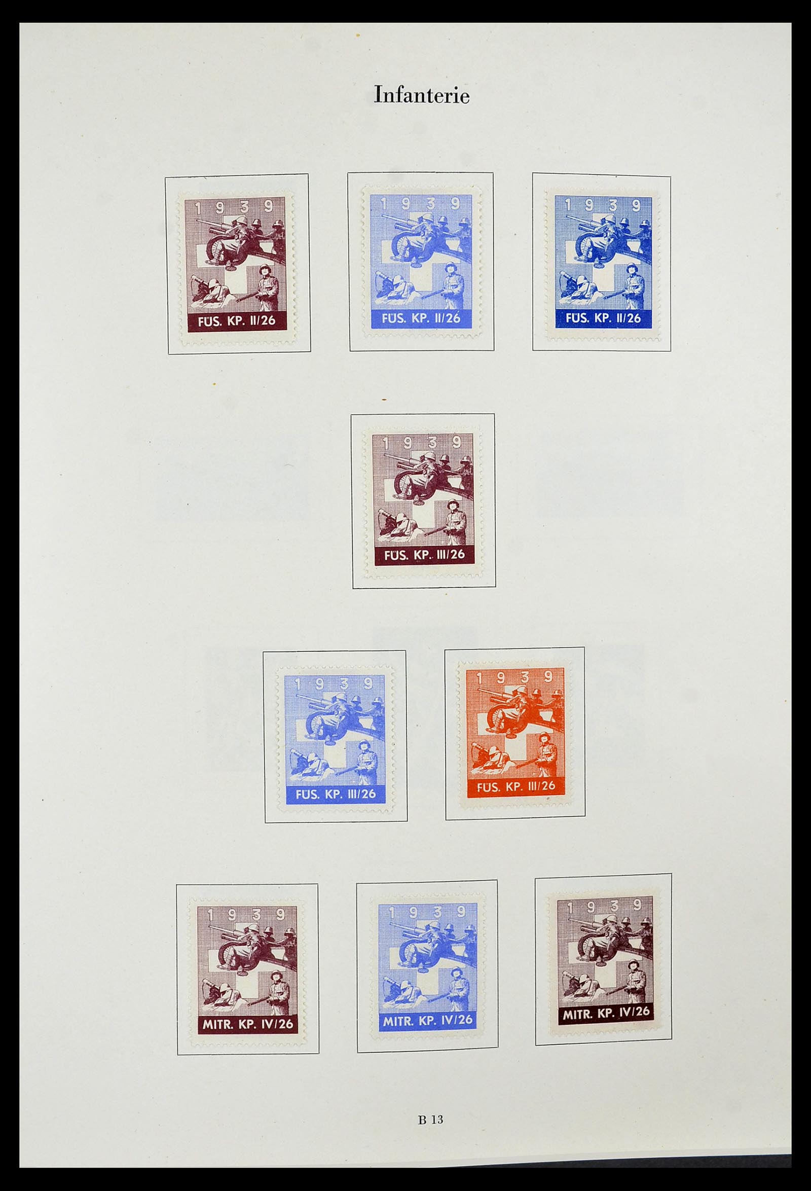 34234 027 - Postzegelverzameling 34234 Zwitserland soldatenzegels 1939-1945.