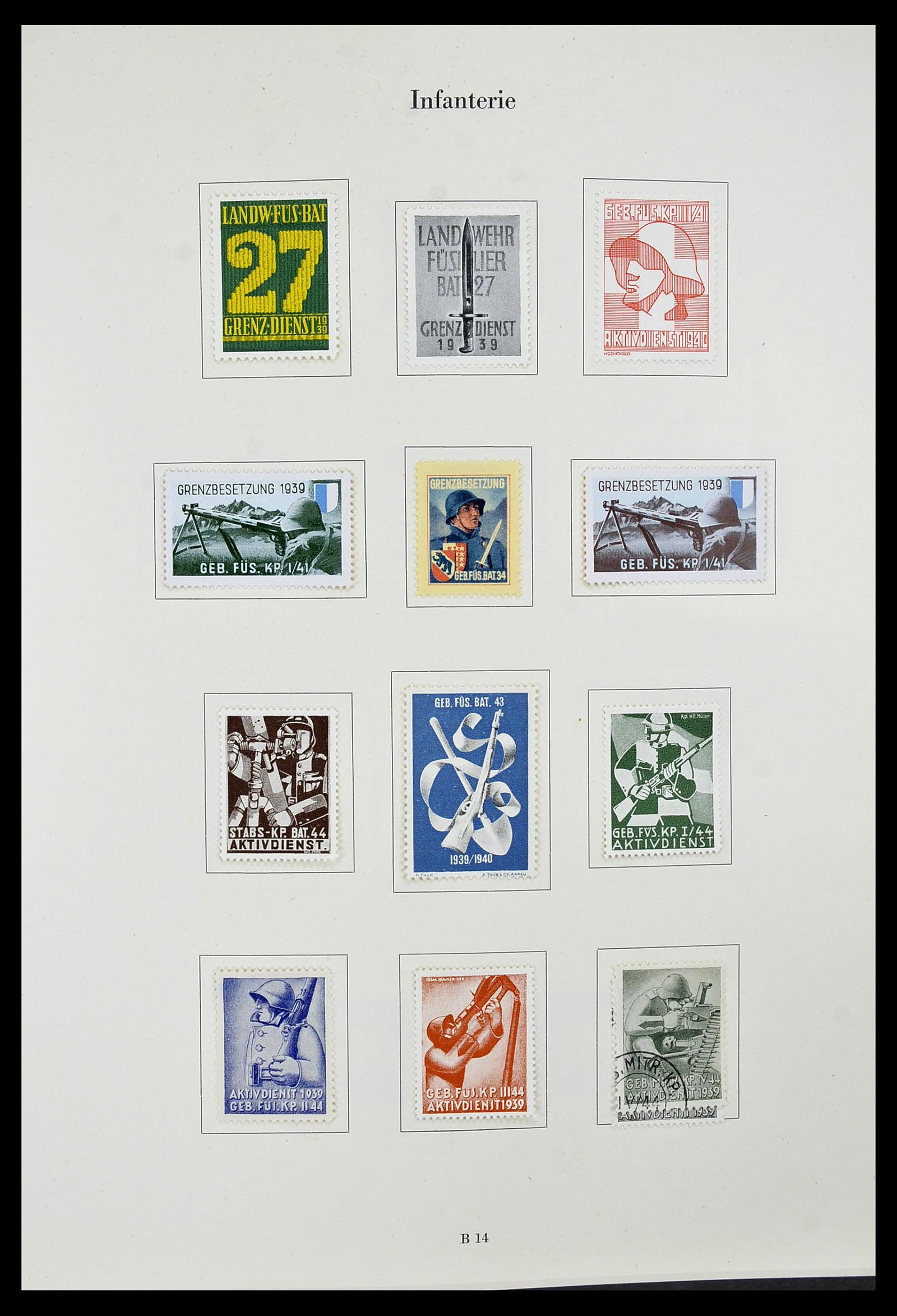 34234 028 - Postzegelverzameling 34234 Zwitserland soldatenzegels 1939-1945.