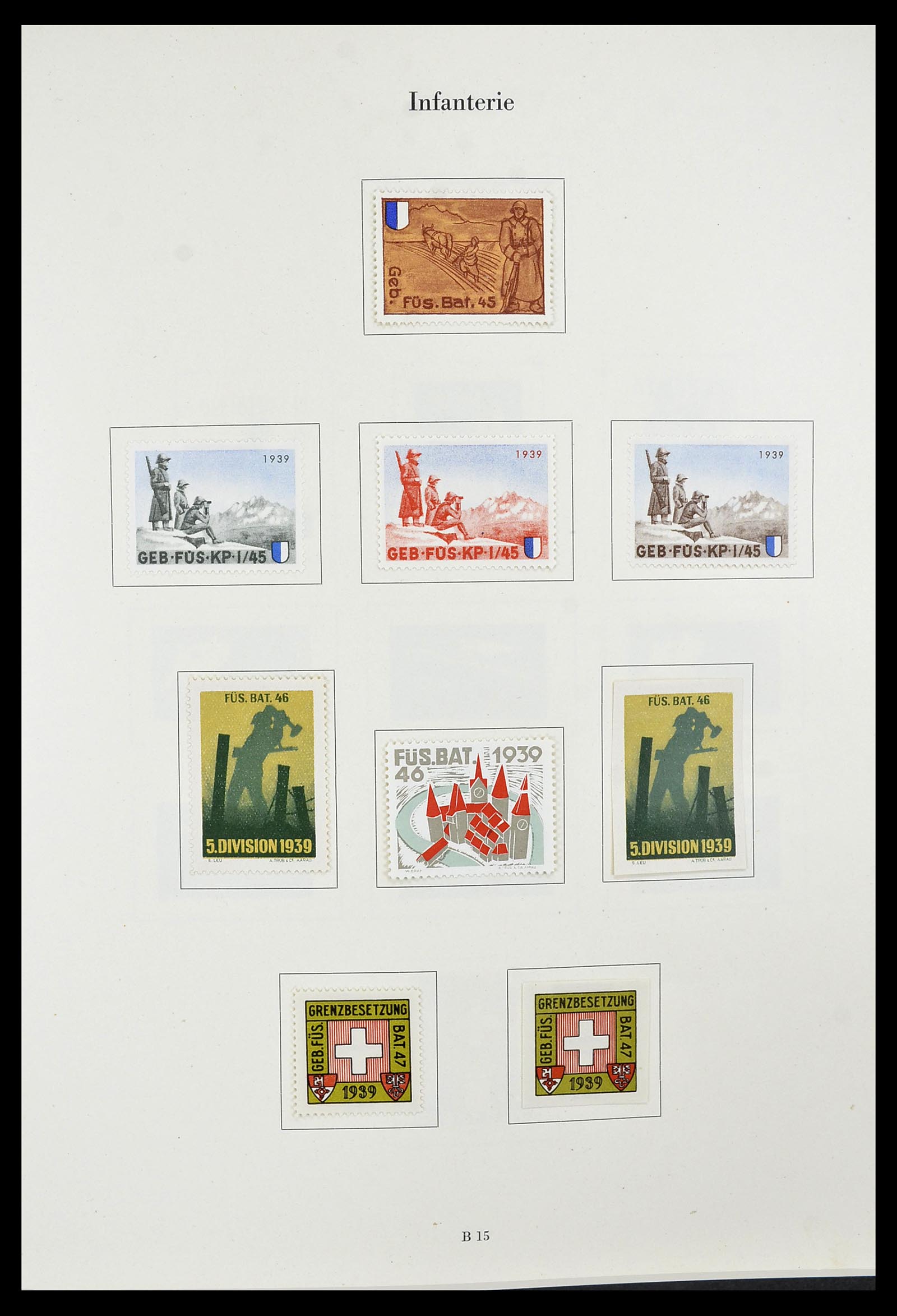 34234 029 - Postzegelverzameling 34234 Zwitserland soldatenzegels 1939-1945.
