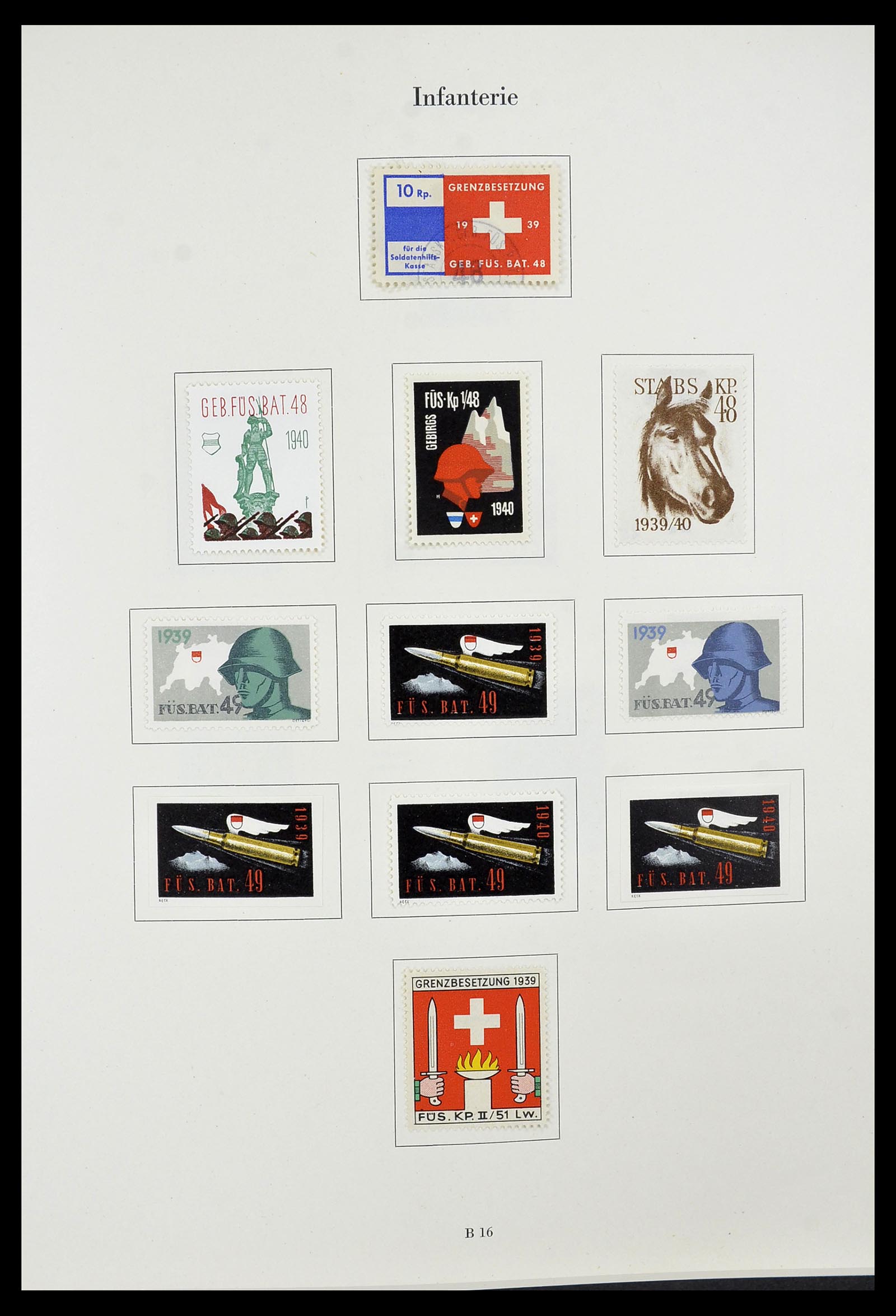 34234 030 - Postzegelverzameling 34234 Zwitserland soldatenzegels 1939-1945.