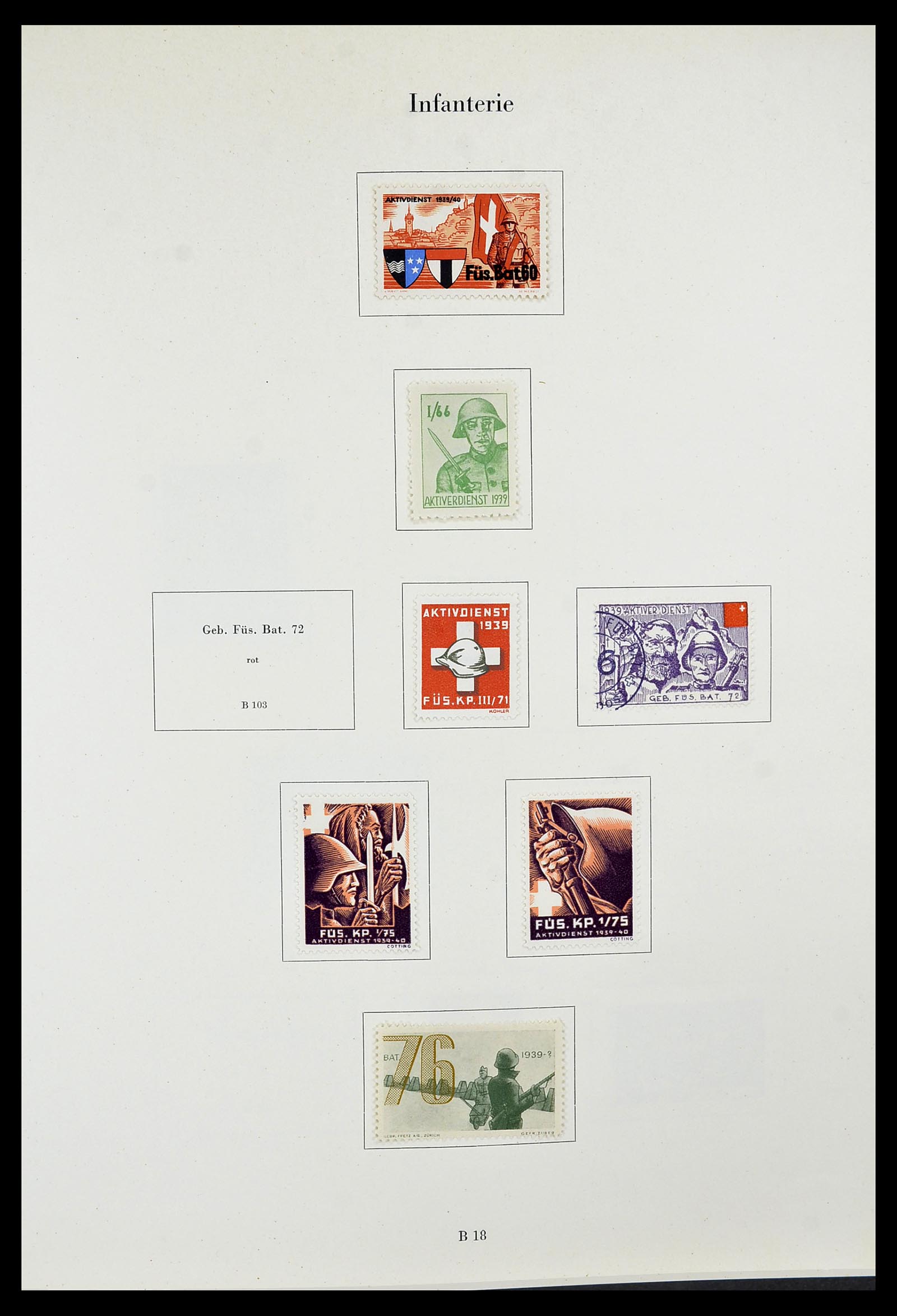 34234 032 - Postzegelverzameling 34234 Zwitserland soldatenzegels 1939-1945.