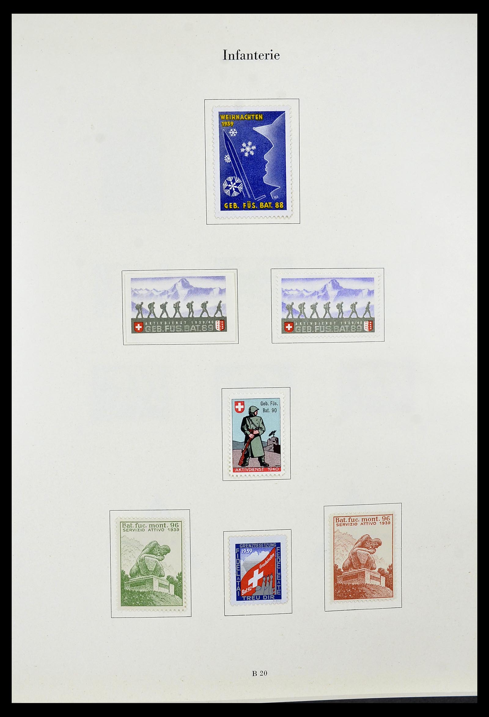 34234 034 - Postzegelverzameling 34234 Zwitserland soldatenzegels 1939-1945.