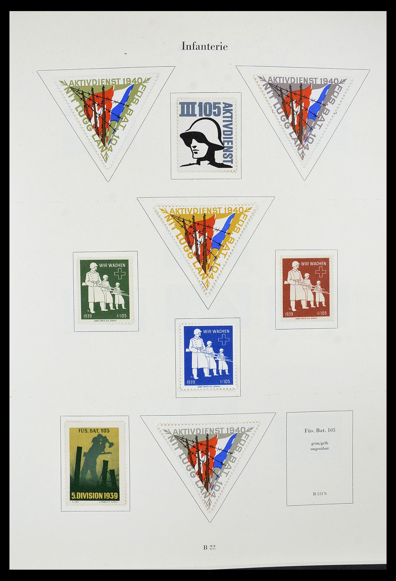 34234 036 - Postzegelverzameling 34234 Zwitserland soldatenzegels 1939-1945.